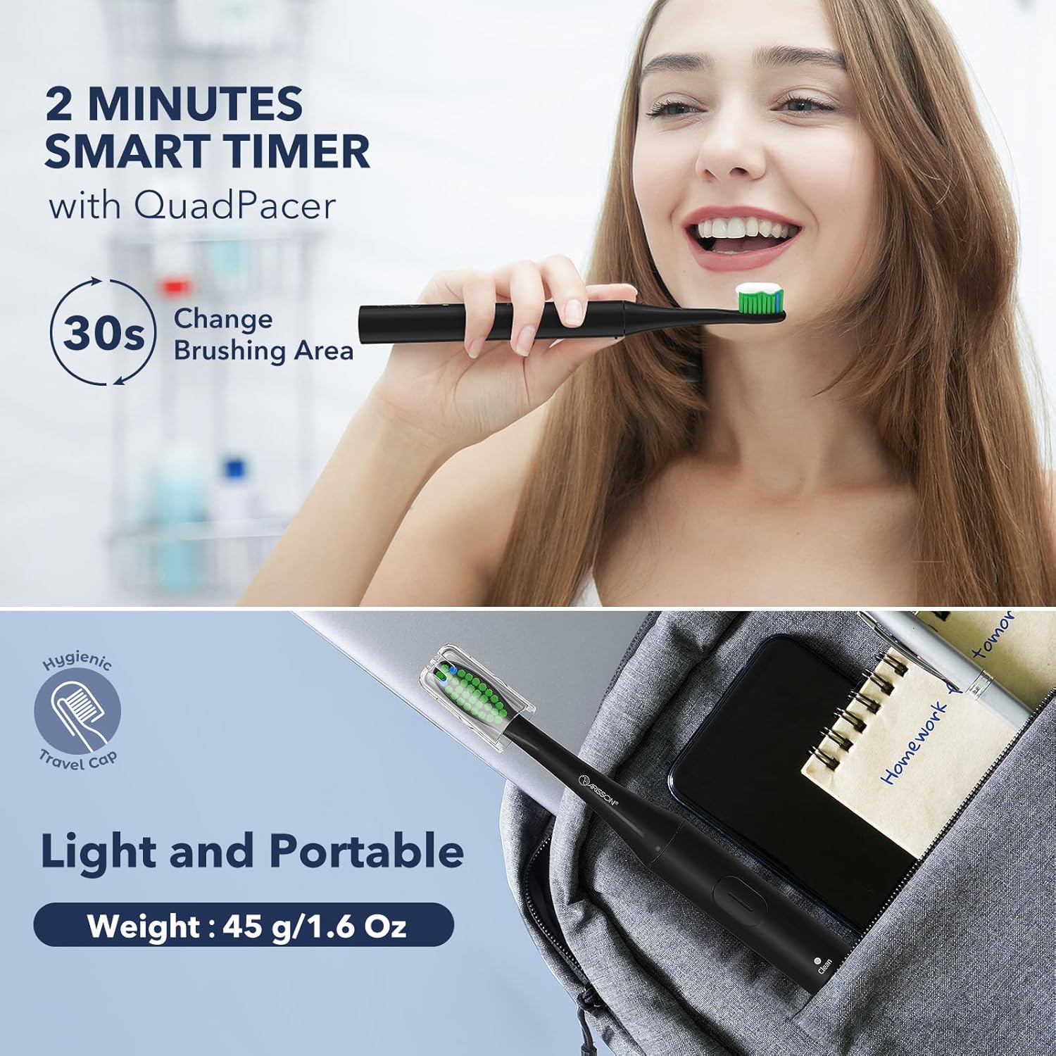 Cepillo de dientes eléctrico Sonic para adultos y niños con 4 cabezales de cepillo, carga rápida tipo C, cepillo de dientes para dentaduras, cepillo