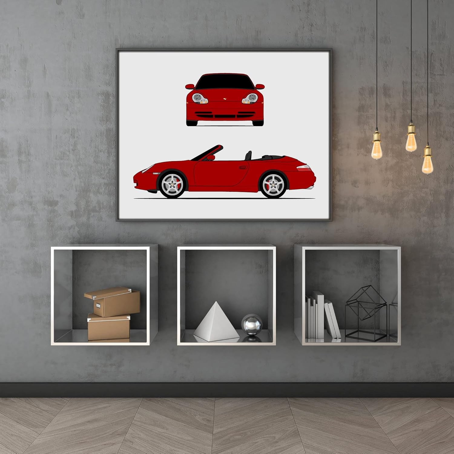Porsche 911 Carrera 996 (1999-2001) (Front and Side) Inspired Poster Print Wall Art Decor Handmade Carrera Turbo (Unframed)