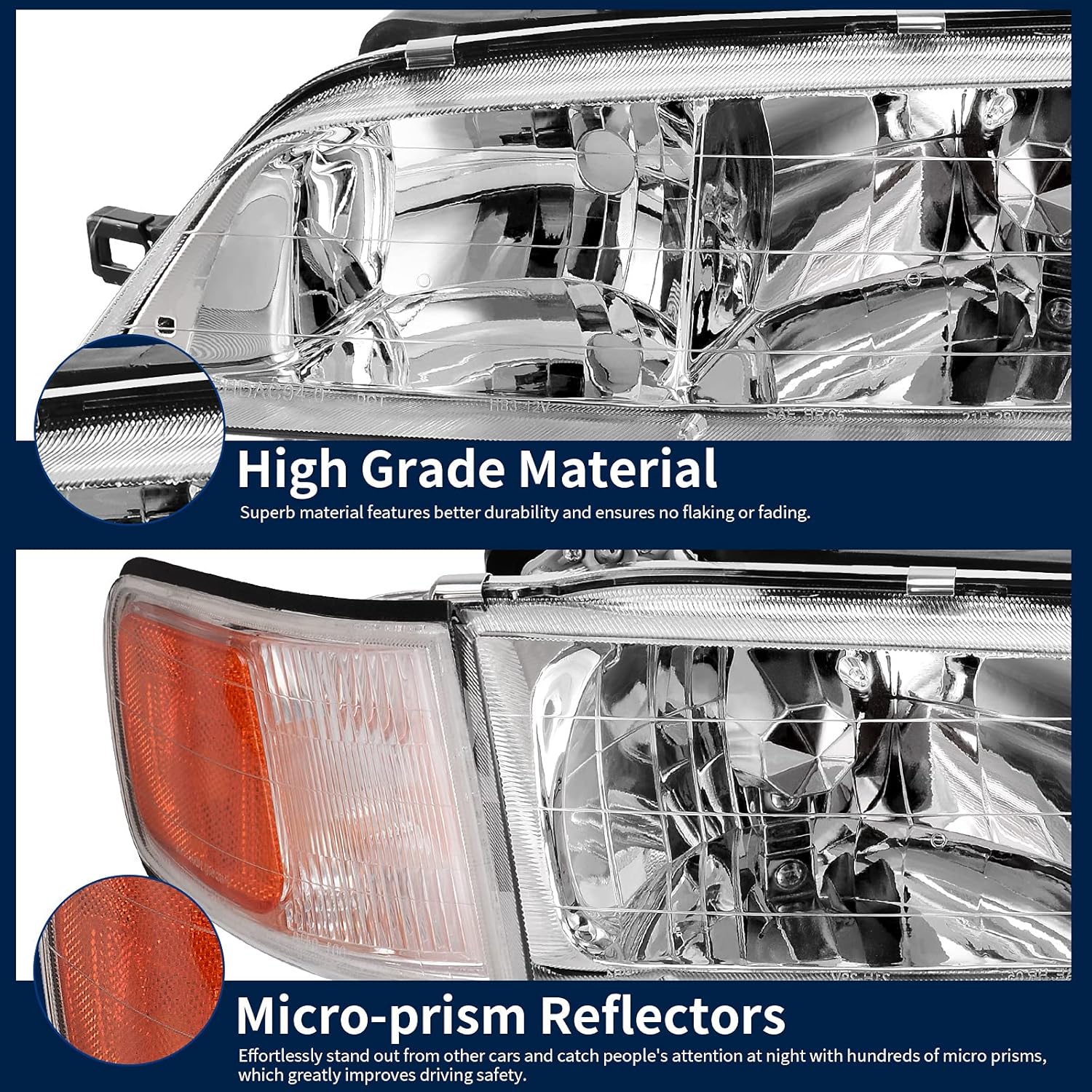 AUTOSAVER88 Conjunto de faros delanteros compatible con Accord 1994 1995 1996 1997 lado del conductor y del pasajero