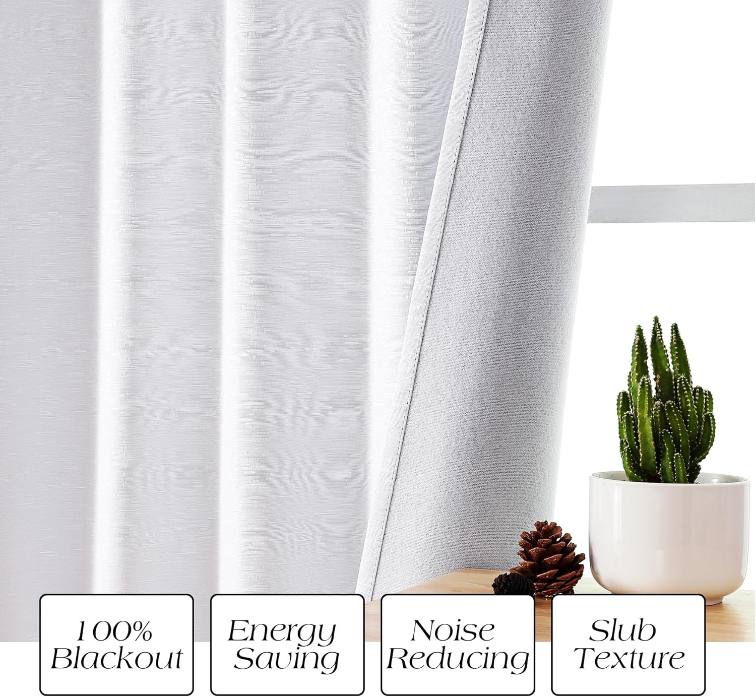 Chyhomenyc Kaku – Cortinas opacas blancas de 63 pulgadas de largo, 2 paneles, aislamiento térmico, reducción de ruido, ahorro de energía, jacquard