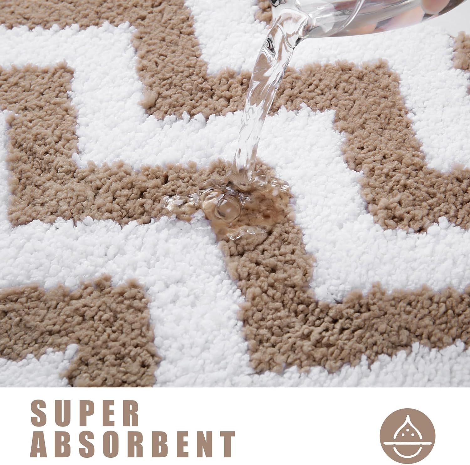 Carmoion Alfombra de baño de felpa de microfibra antideslizante, lavable a máquina y súper absorbente, cómoda y suave alfombra de baño para bañera,