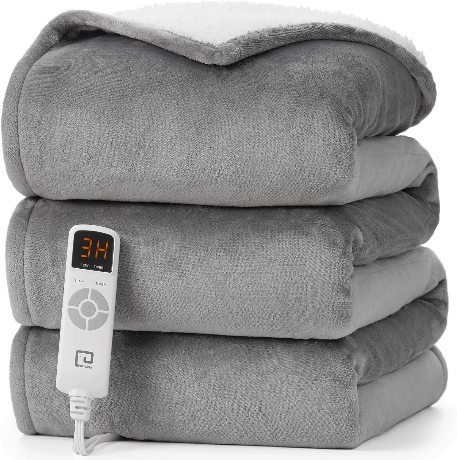 EHEYCIGA Manta térmica eléctrica individual  Manta térmica con 5 niveles de calefacción y 10 horas de apagado automático, suave y acogedora manta