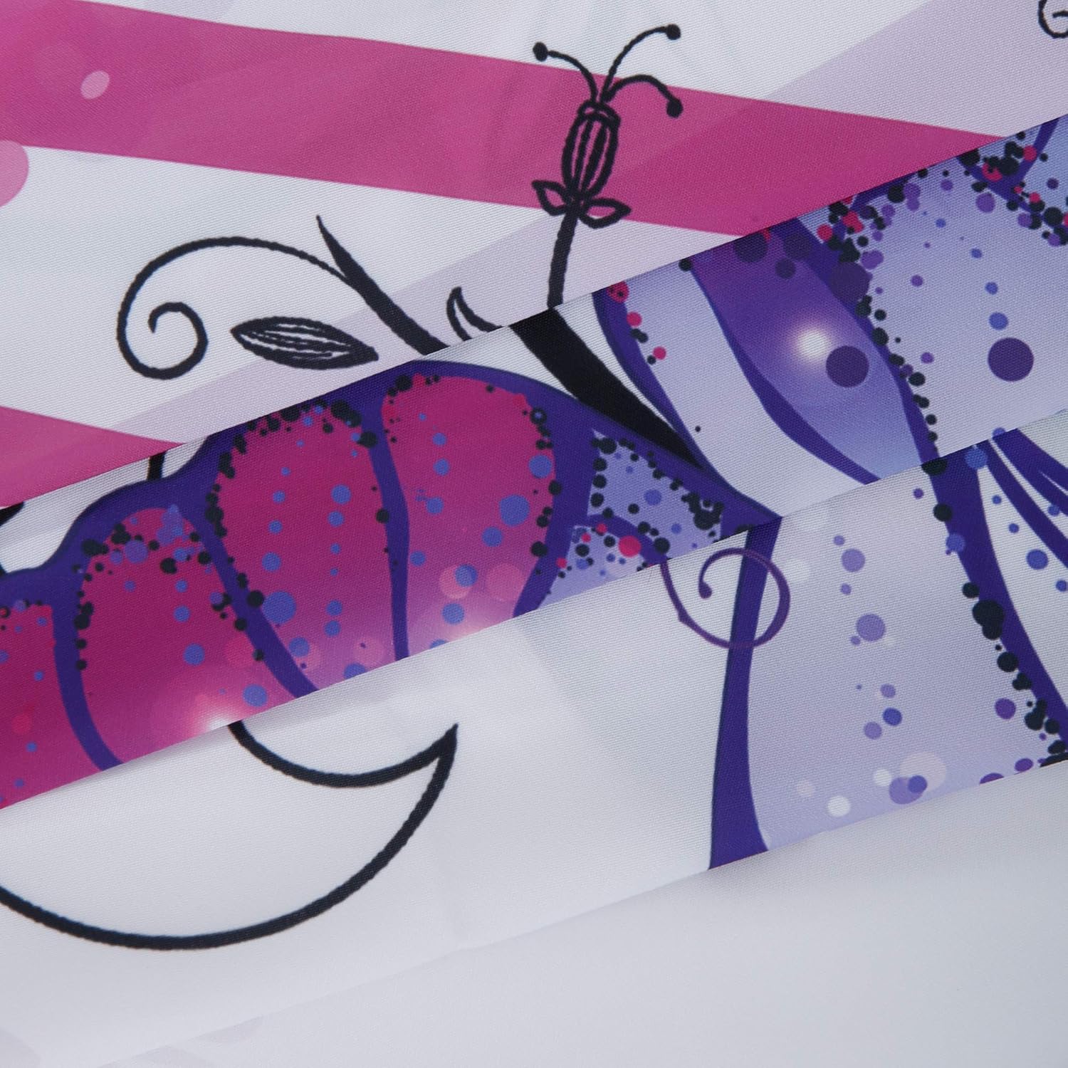 LIVILIAN – Cortina de ducha de mariposa con ganchos, cortina de ducha floral en remolino, cortinas de ducha de mariposa para baño, lavable a