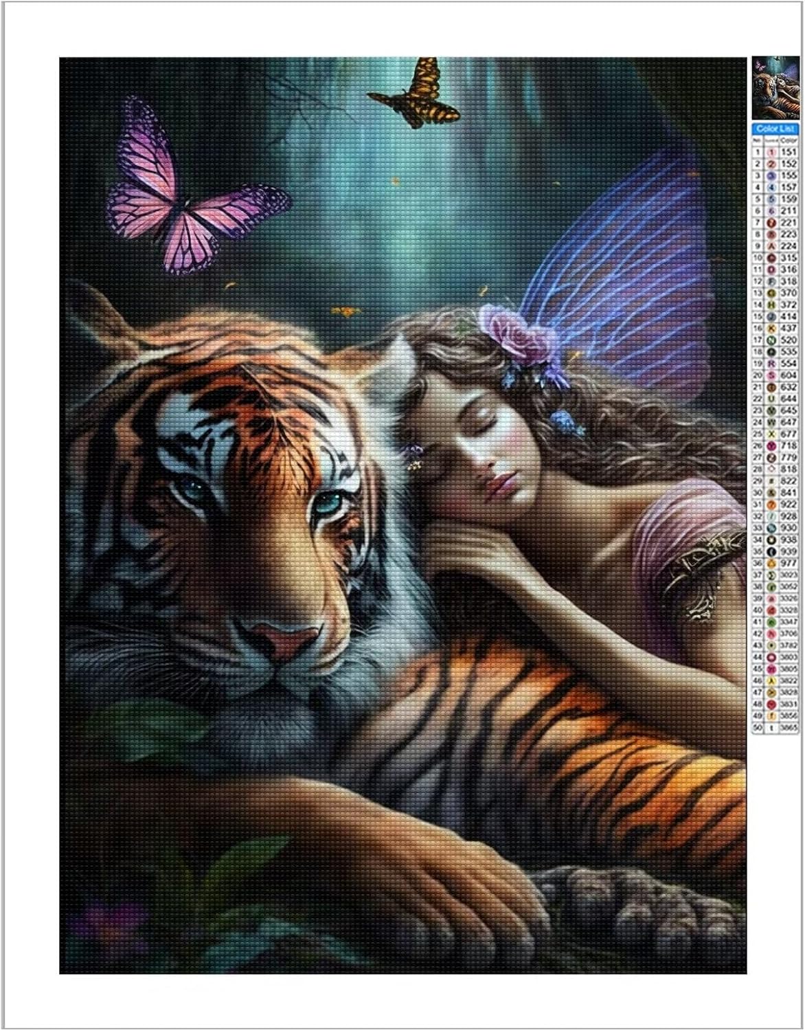 CoHraeu Kits de pintura de diamantes de ángel y tigre 5D para adultos, animales y bellezas, kits de arte de diamantes para adultos, kits de arte de
