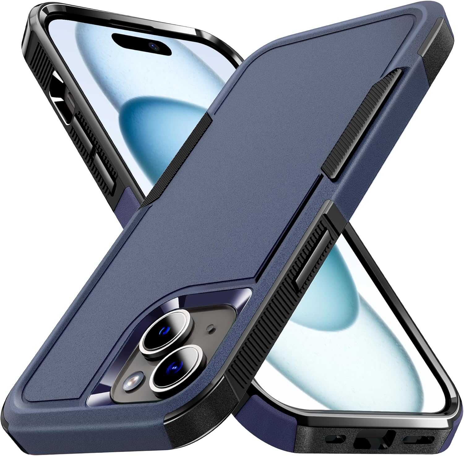 Grado militar Funda compatible con iPhone 15, probada en caídas de 15 pies, funda protectora, azul, delgada y resistente, apta para bolsillos