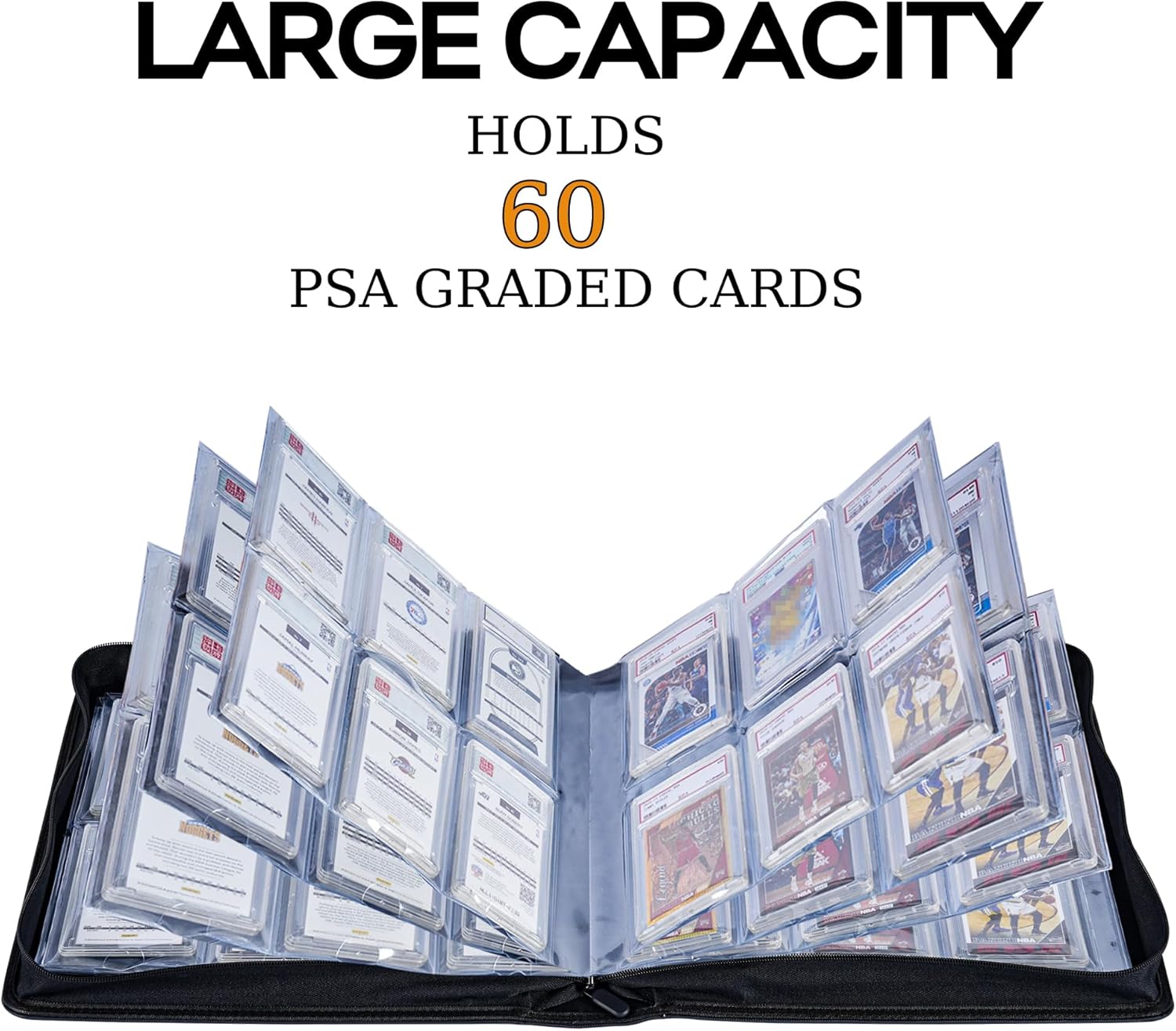 Carpeta de tarjetas graduada,Capacidad para 60 tarjetas graduadas,Carpeta de 6 bolsillos para PSA,Tarjetero de alta calidad con fundas
