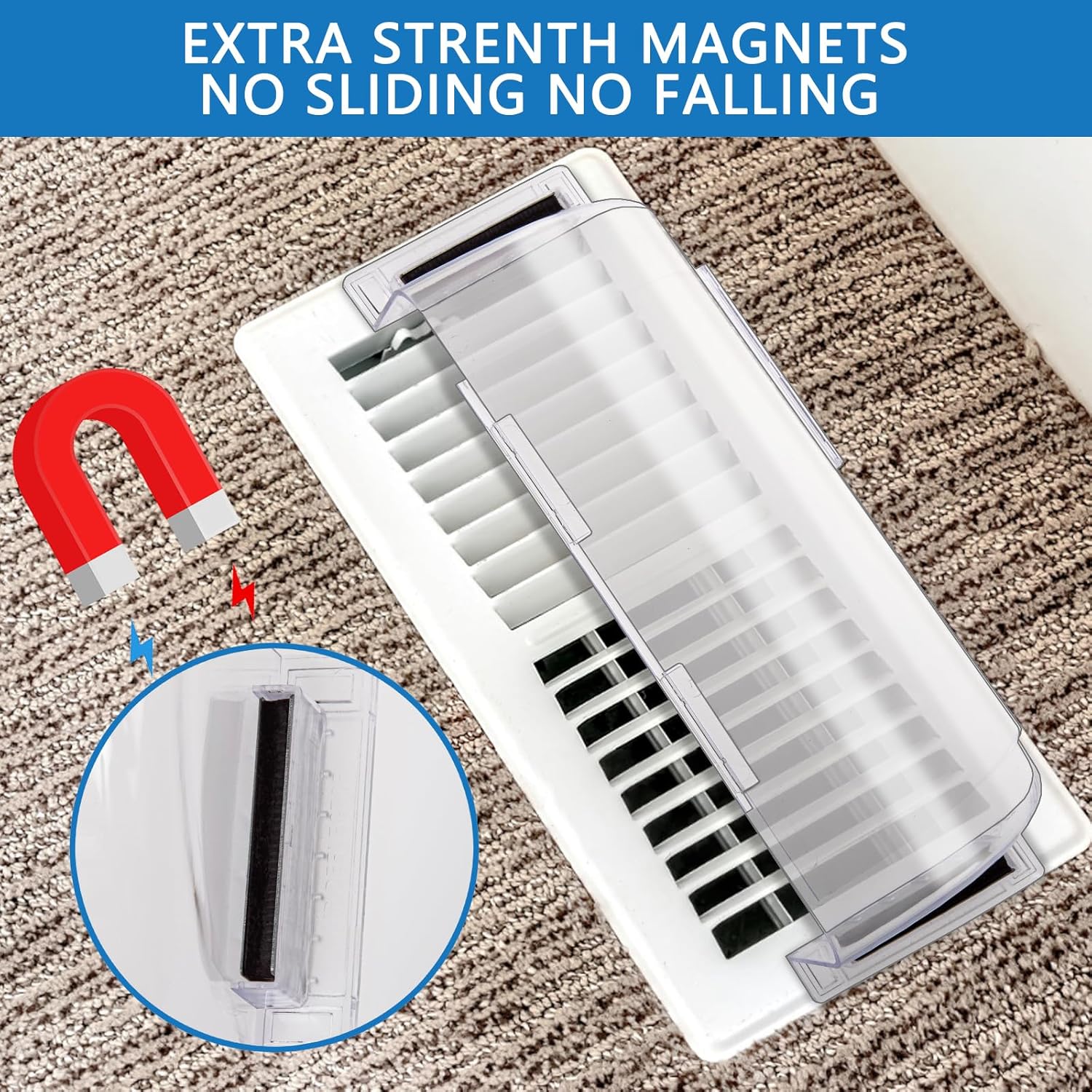 Deflector de ventilación ajustable con imanes de alta resistencia, deflector magnético de ventilación de CA para registros de pared lateral, piso y