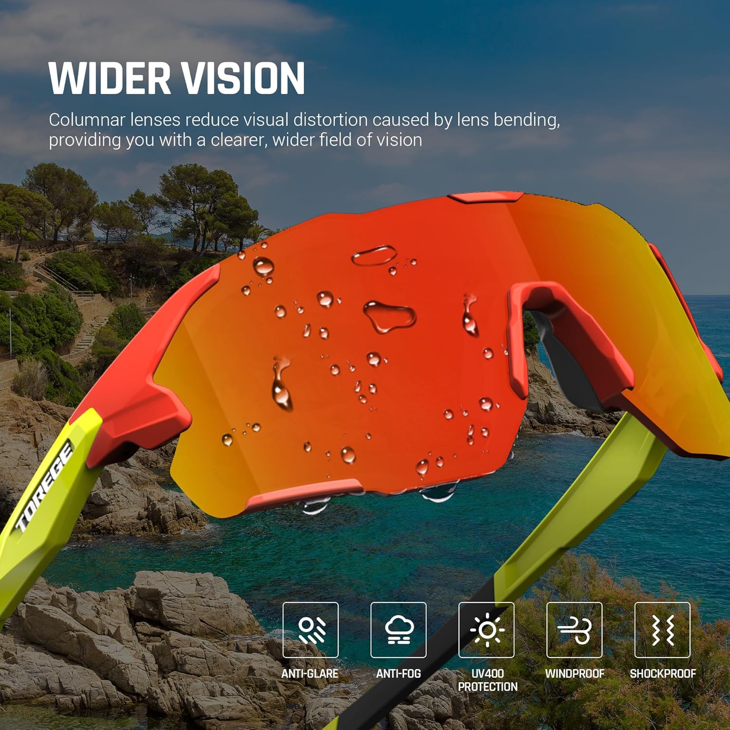 TOREGE Gafas de sol polarizadas para ciclismo para hombres y mujeres, protección UV, escalada, senderismo, deportes, TR72