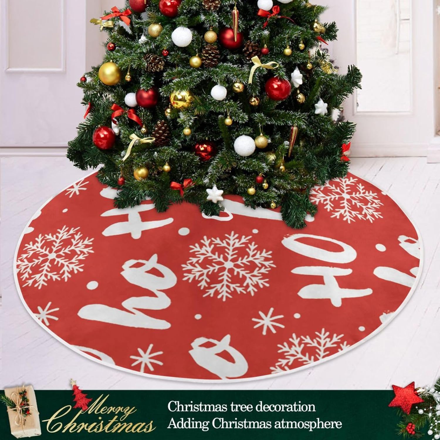 Hohoho – Falda de árbol de Navidad de Papá Noel, falda suave para árbol de Navidad, 35.4 pulgadas, decoración del hogar