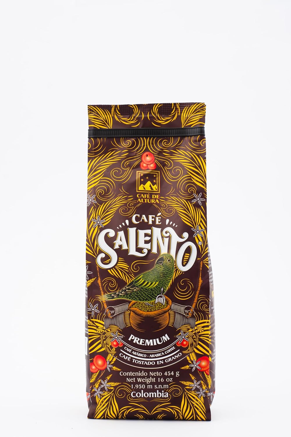Cafe Salento Gourmet Premium – Café en grano entero, tostado medio, bolsa de 16 onzas, 100% café colombiano (grano entero de tueste medio)