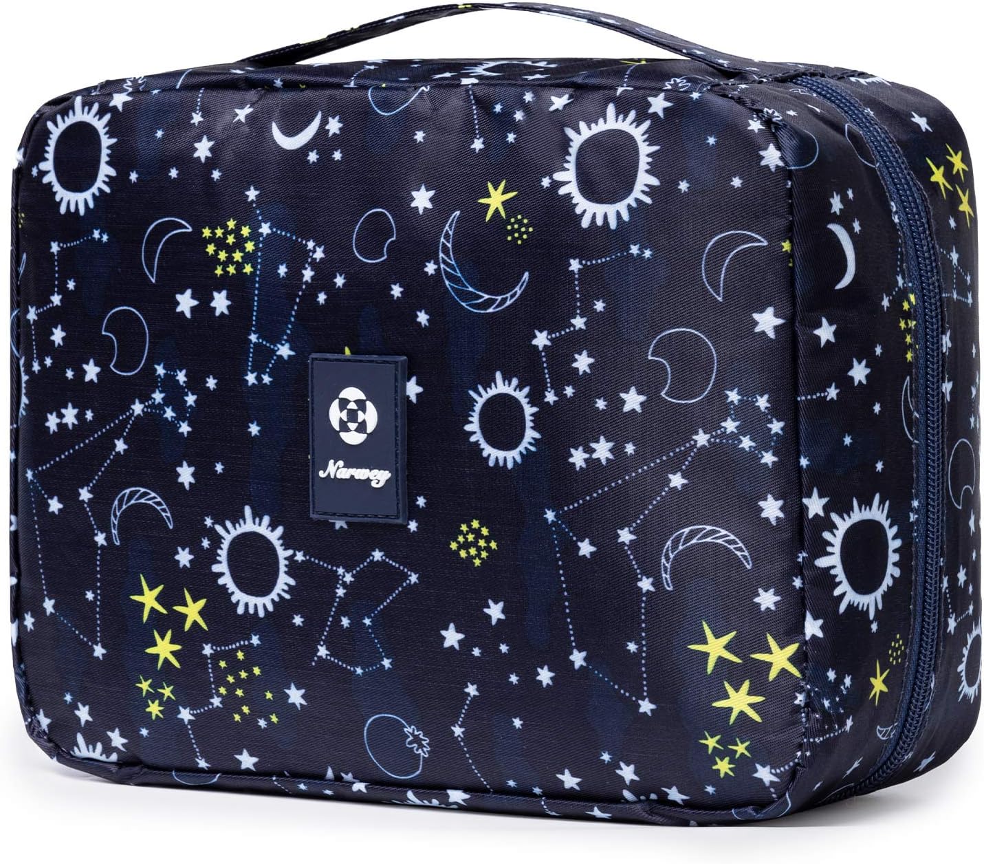 Neceser de viaje colgante, organizador de maquillaje y productos cosméticos para mujer y niña, impermeable (galaxia azul)