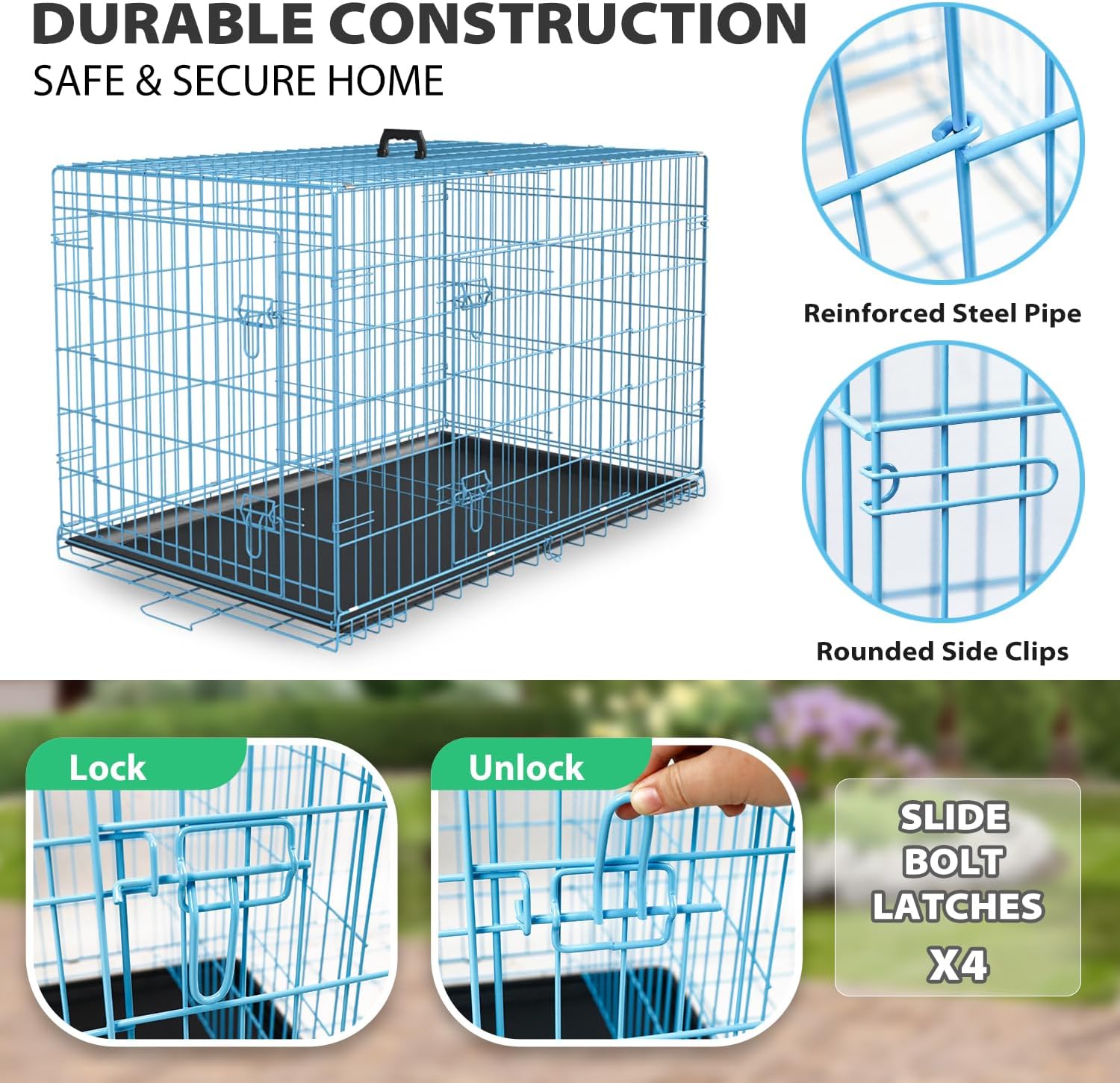 Petmate – Jaulas plegables de alambre de metal, de 24 pulgadas, para perros grandes, para exteriores e interiores, con doble puerta, bandeja