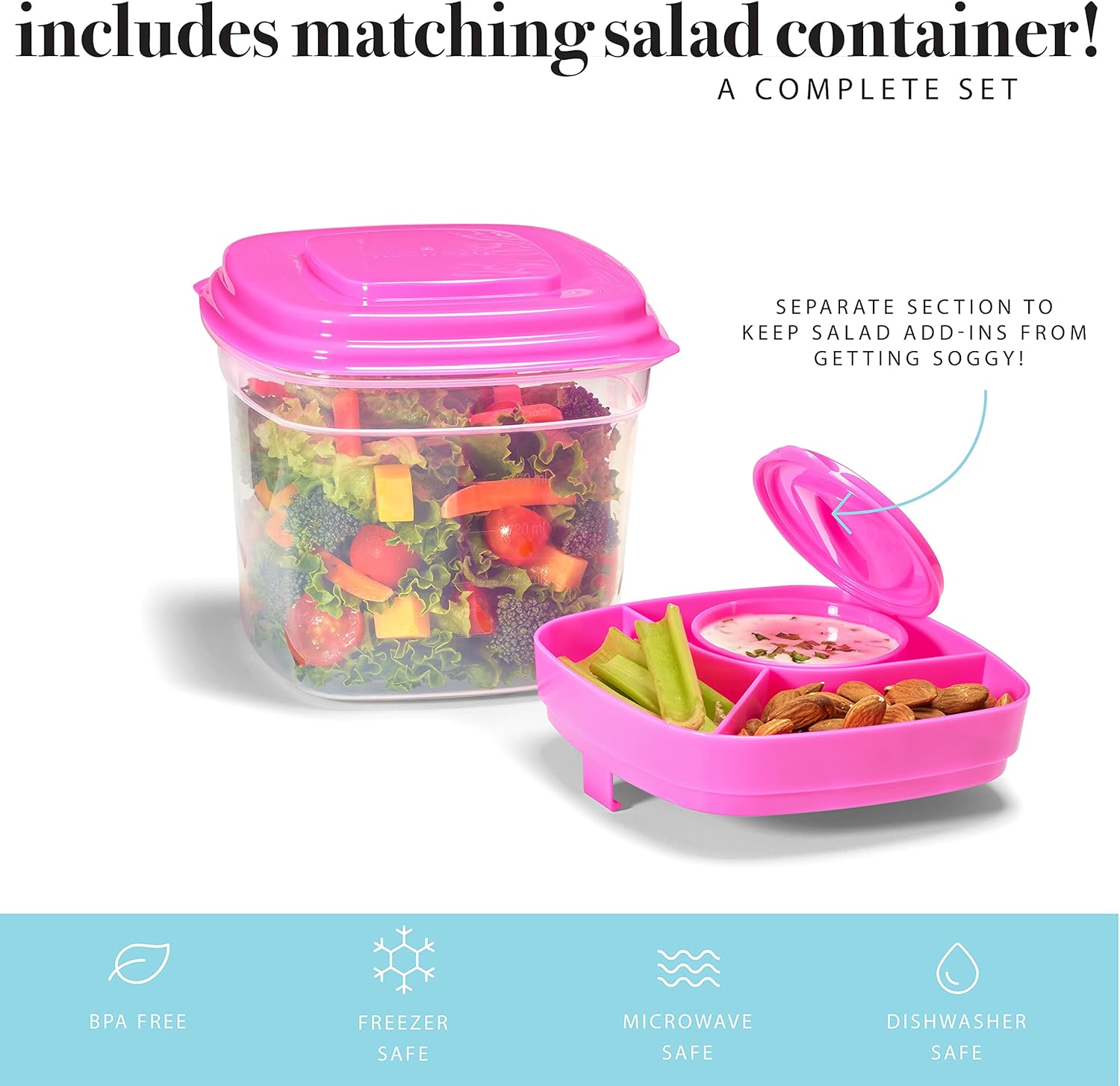 Fit & Fresh Minneola – Bolsa de almuerzo aislada para adultos con asas de transporte, kit completo de almuerzo que incluye kit de ensalada a juego,