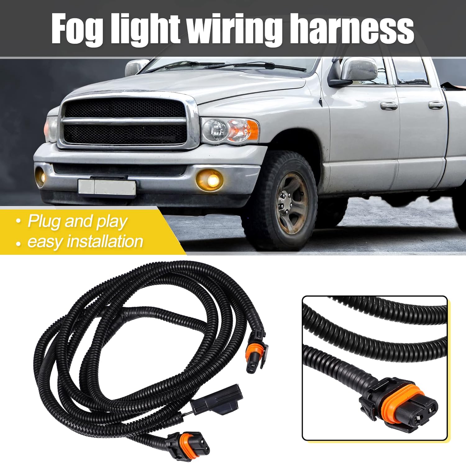 X AUTOHAUX Kit de arnés de cableado de luz antiniebla 56045501AC para Dodge para Ram 1500 2500 3500 4500 5500 camión 2002-2008 lado izquierdo derecho