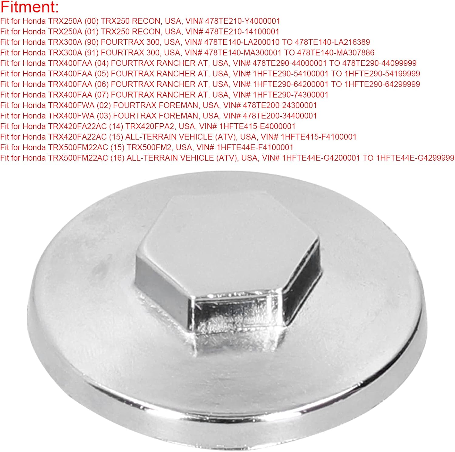 Tapón de válvula de válvula, tapa de aceite para caja de engranajes diferencial trasero 12361-300-000 apto para Honda 250 300 350 400 450 500