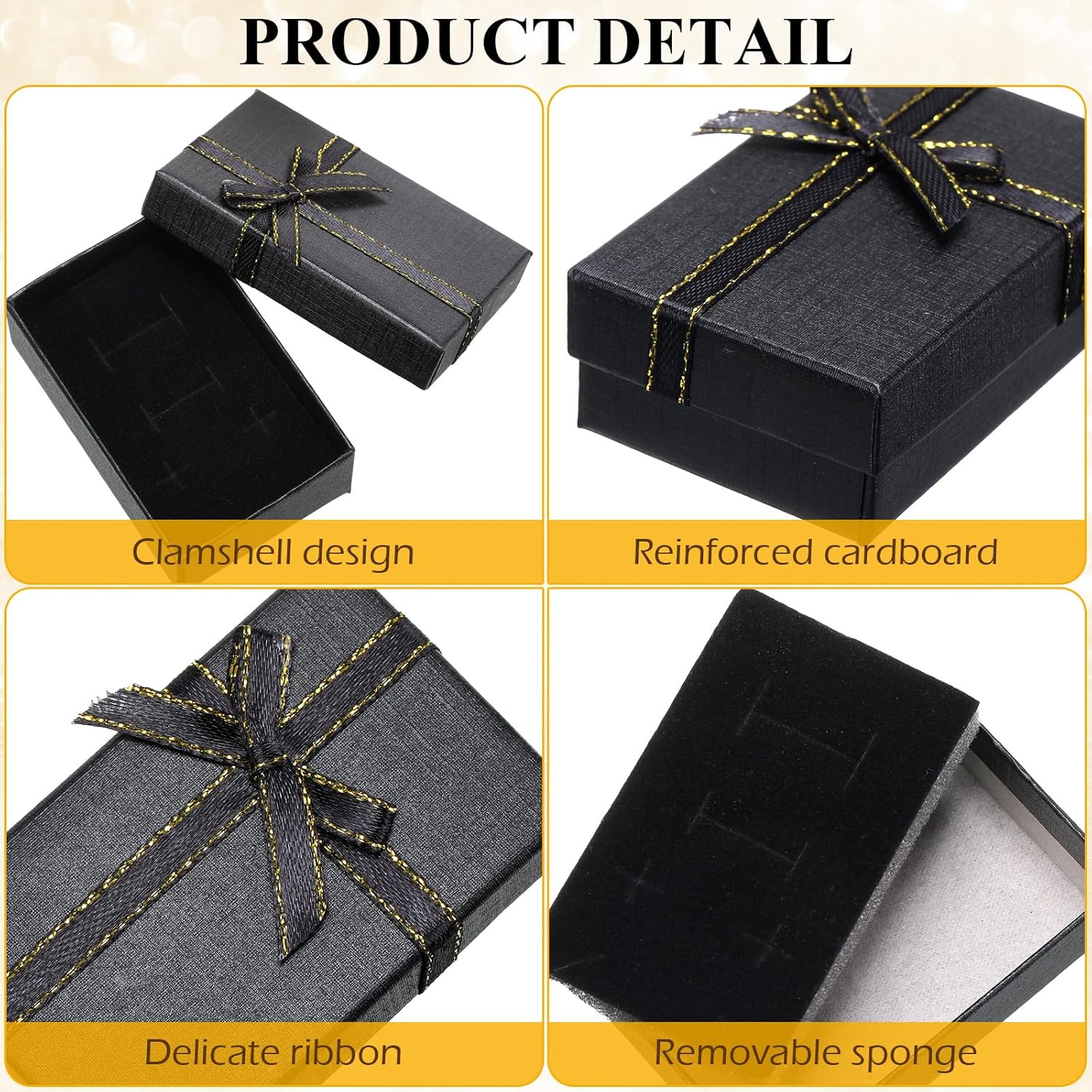 Caja de regalo de joyería, pequeñas cajas de regalo vacías, cajas de joyería de embalaje a granel, cajas de cartón con lazo para anillos, collares,