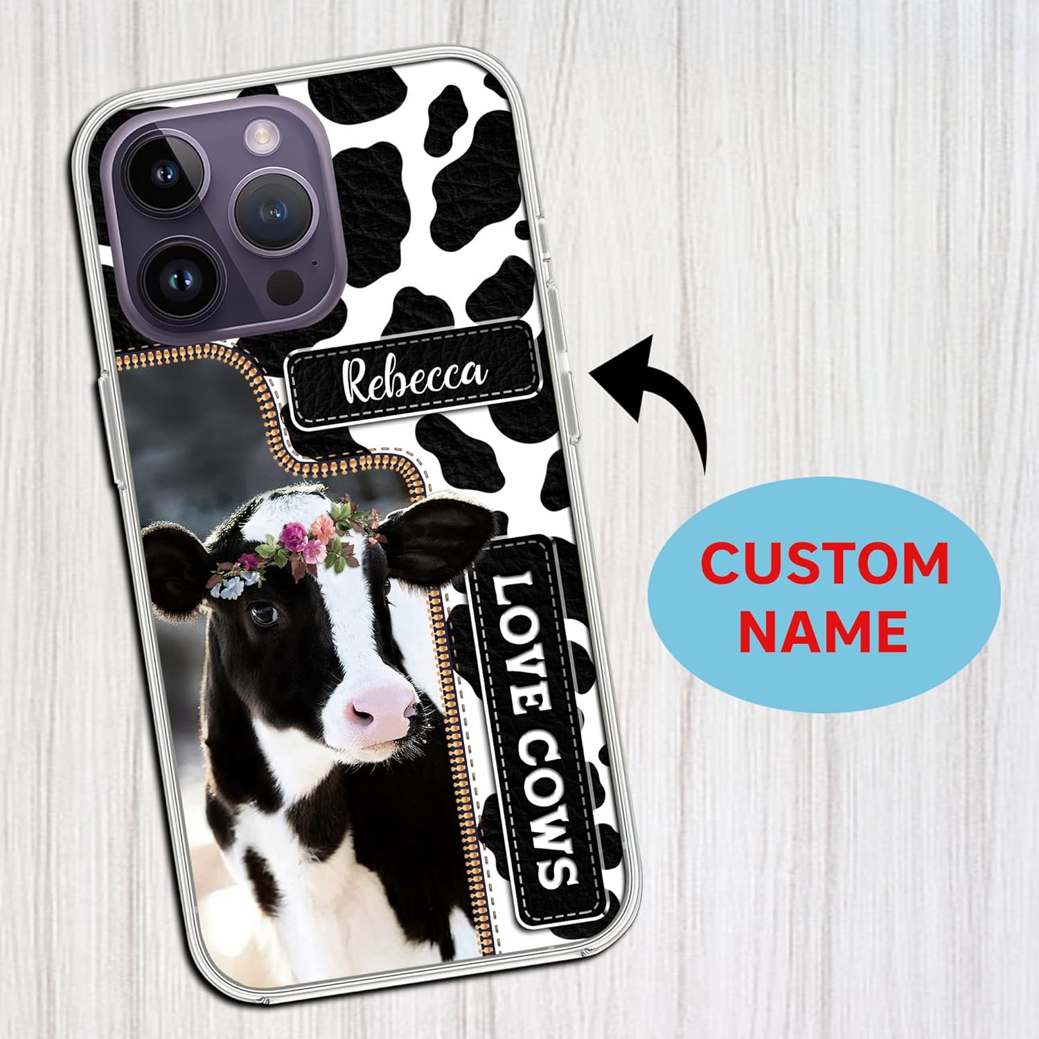 CASEZILY Funda personalizada para teléfono con estampado de vacas y animales para mujeres y niñas, compatible con iPhone 15, 14, 13, 12, 11, X, Xs,