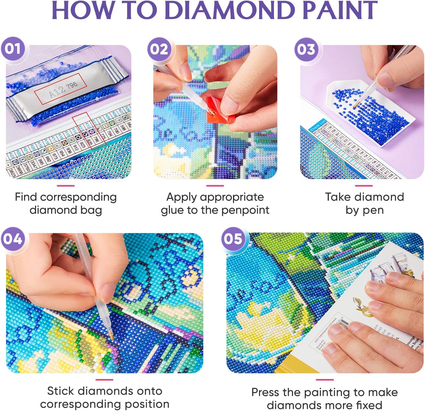 MOYFACE Pintura de diamante 5D noche estrellada, kits de pintura de diamantes para adultos con Van Gogh, pintura de taladro completo por números,