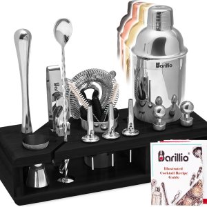 Mixology Bartender Kit coctelera por Barillio juego de mezclador de bebidas con herramientas de barra, mezclador, cuchara mezcladora, jigger, Mixology Bartender Kit coctelera por Barillio juego de mezclador de bebidas con herramientas de barra, mezclador, cuchara mezcladora, jigger,