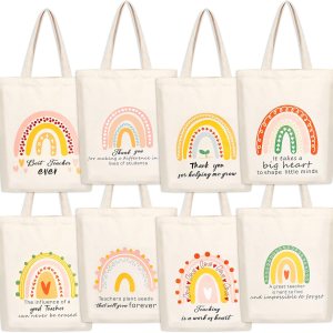 8 bolsas de lona para profesores, regalos de agradecimiento para profesores, bolsas reutilizables esenciales para profesores, regalos de fin de 8 bolsas de lona para profesores, regalos de agradecimiento para profesores, bolsas reutilizables esenciales para profesores, regalos de fin de