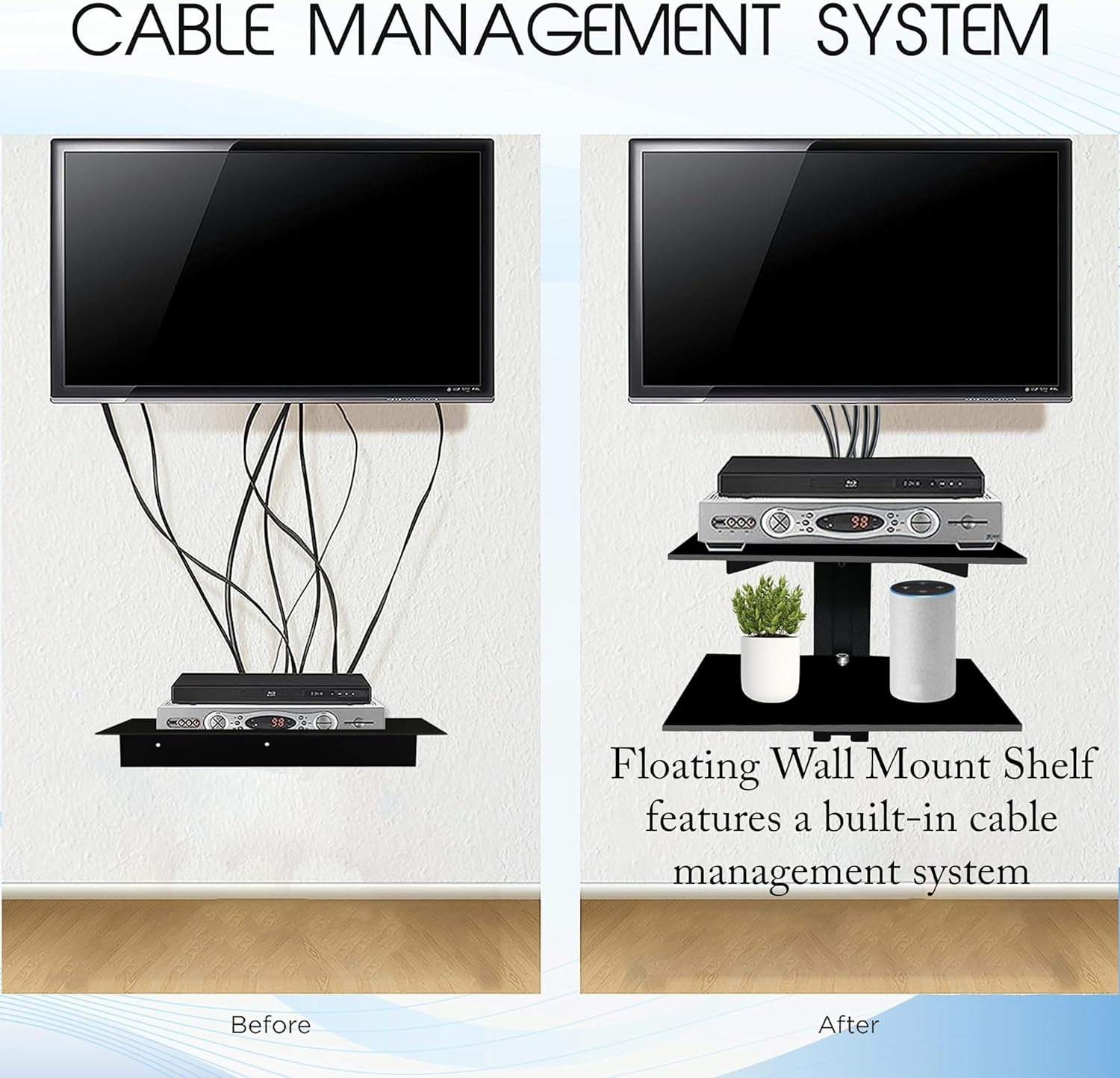 Estantes centrales de entretenimiento de pared – Estante para proyector – Estantes flotantes para TV, reproductores de DVD, consolas de juegos,