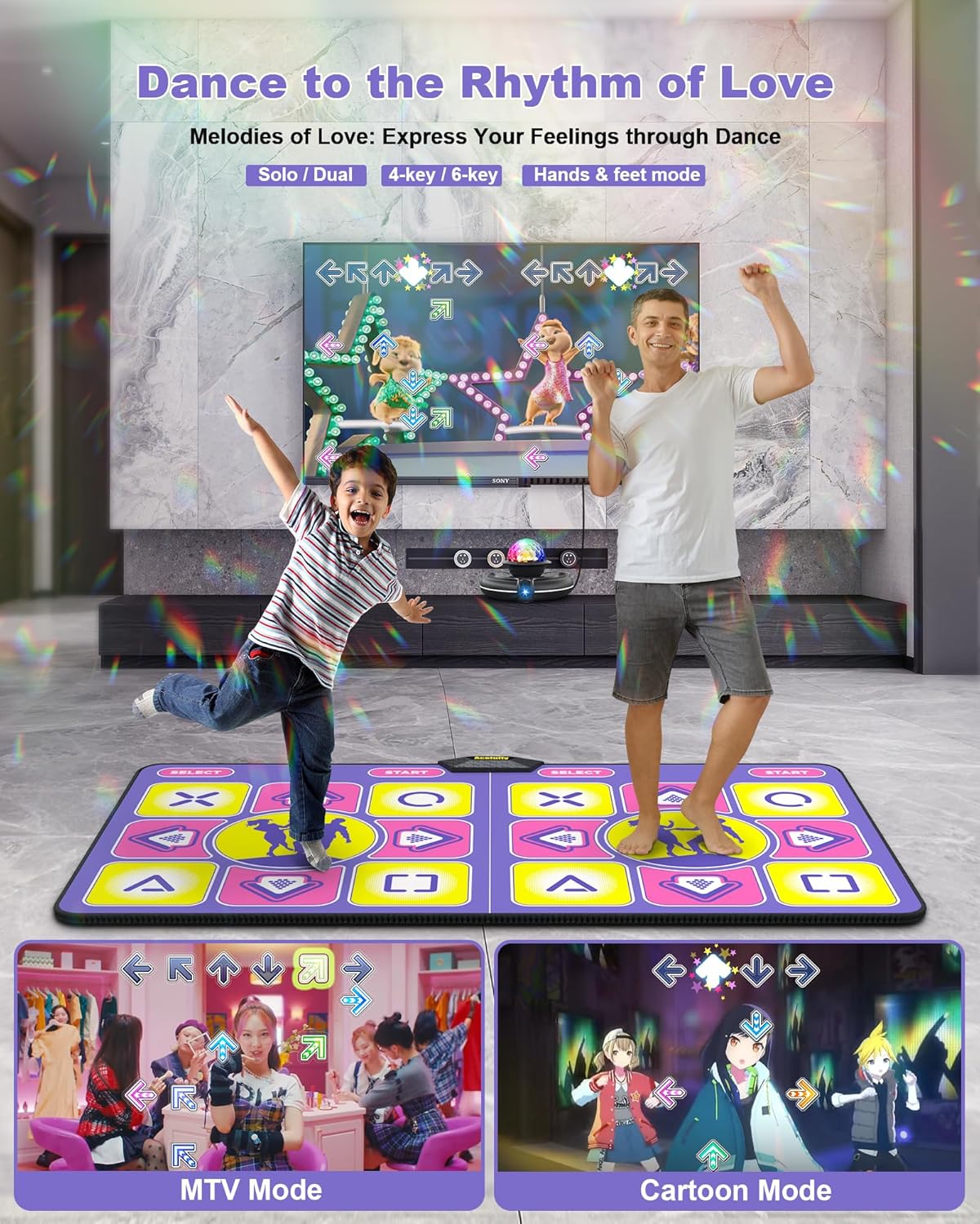 Tapete de baile electrónico inalámbrico para TV con cámara, almohadilla de baile antideslizante con modo de yoga para niños y adultos, tapete de