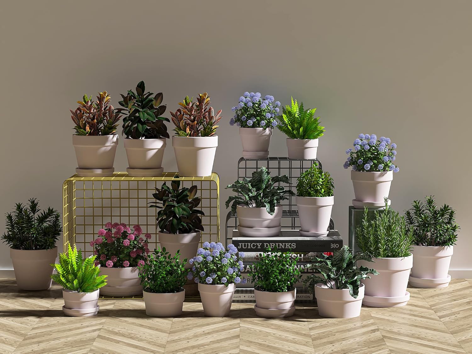 Macetas pequeñas de arcilla de terracota rosa de 2 pulgadas con agujeros de drenaje para pequeñas hierbas de cactus lithop, maceta pequeña para
