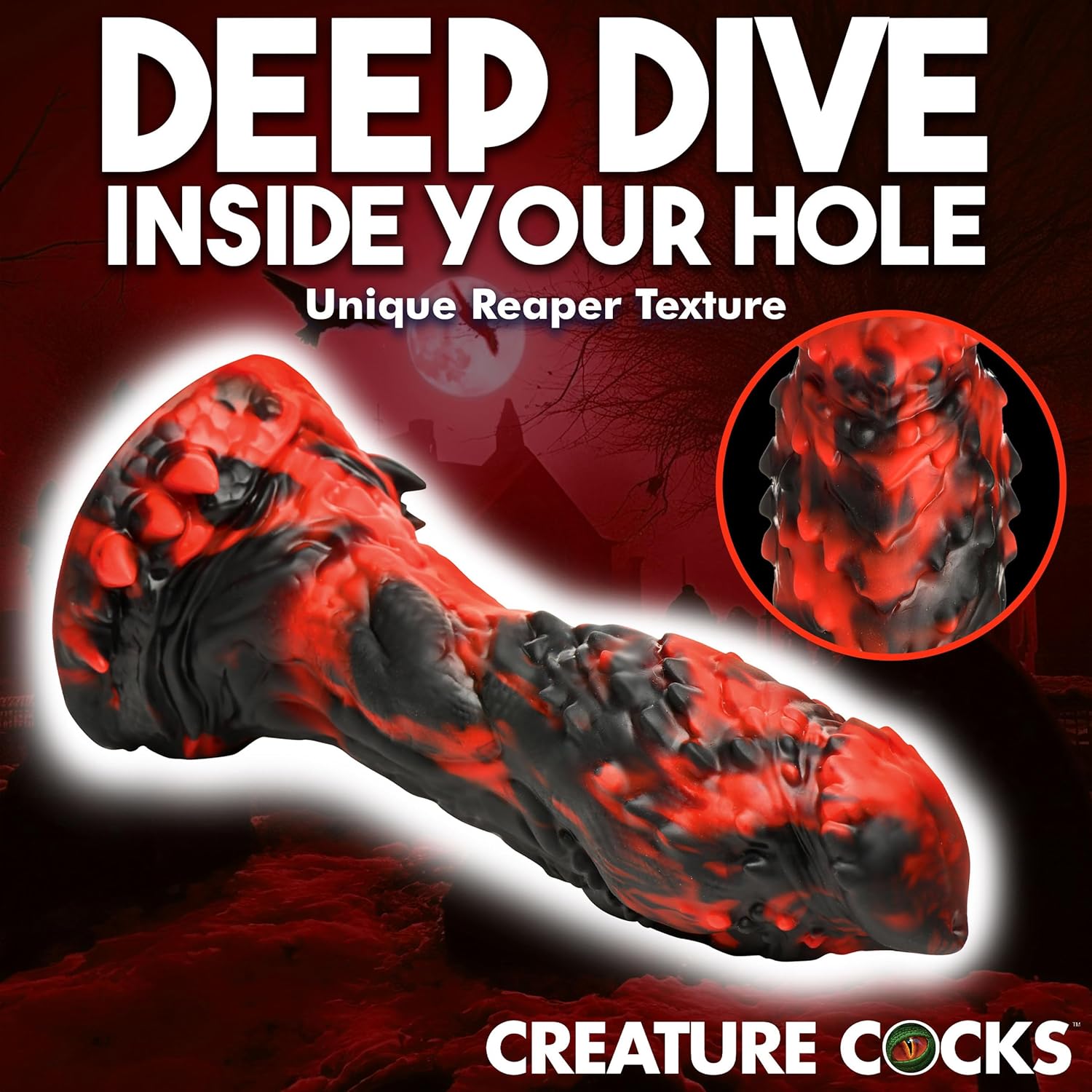 CREATURE COCKS Grim Reaper – Consolador de silicona para hombres, mujeres y parejas. Firme y flexible, base de succión fuerte, consolador de