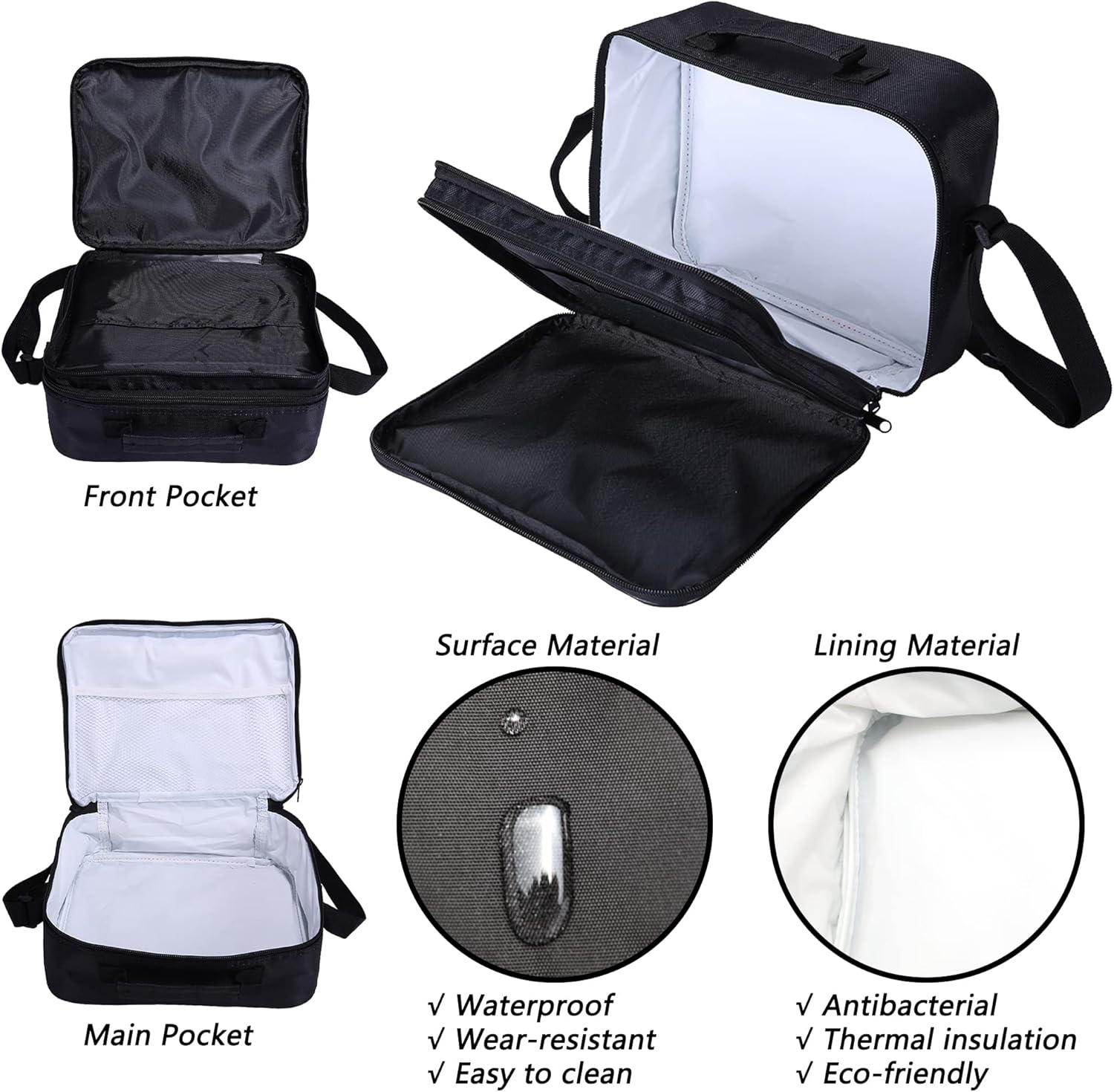 Qushy Fiambrera para adultos, bolsa de almuerzo unisex para adultos