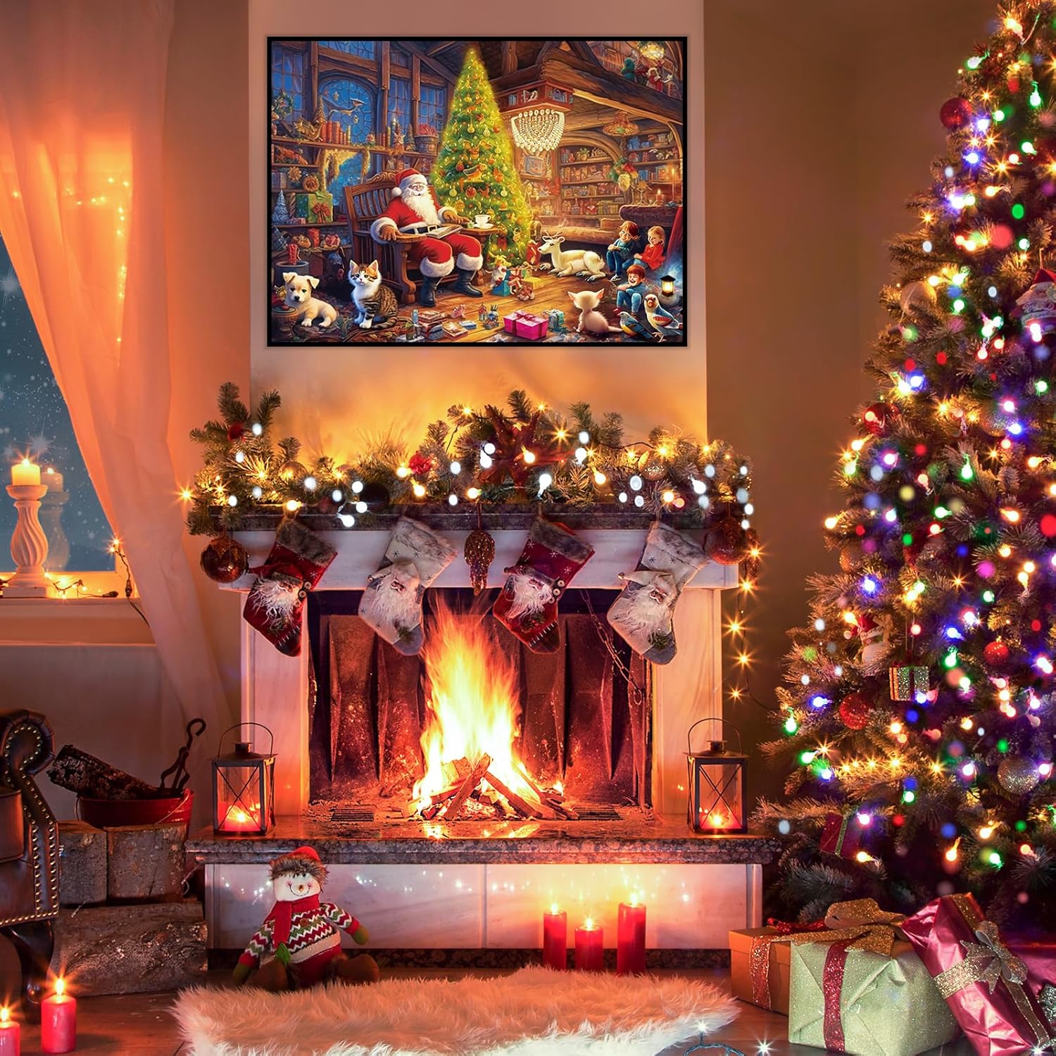 Rompecabezas de Navidad de 1000 piezas para fiesta en casa de Papá Noel, rompecabezas pequeño de 1000 piezas para adultos, rompecabezas de Navidad,