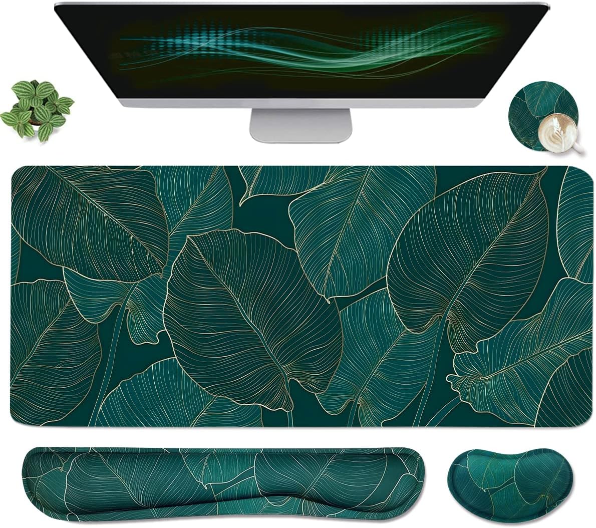Alfombrilla ergonómica grande para mouse y reposamuñecas para teclado, almohadilla de escritorio para teclado y mouse, alfombrilla de mouse grande 4
