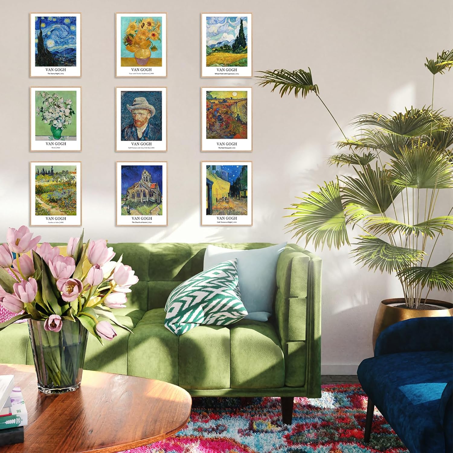 CRYUWOX Vincent Van Gogh – Pósteres vintage para pared, galería Van Gogh, juego de 9 lienzos sin marco de 8 x 10 pulgadas, arte de pared en lienzo