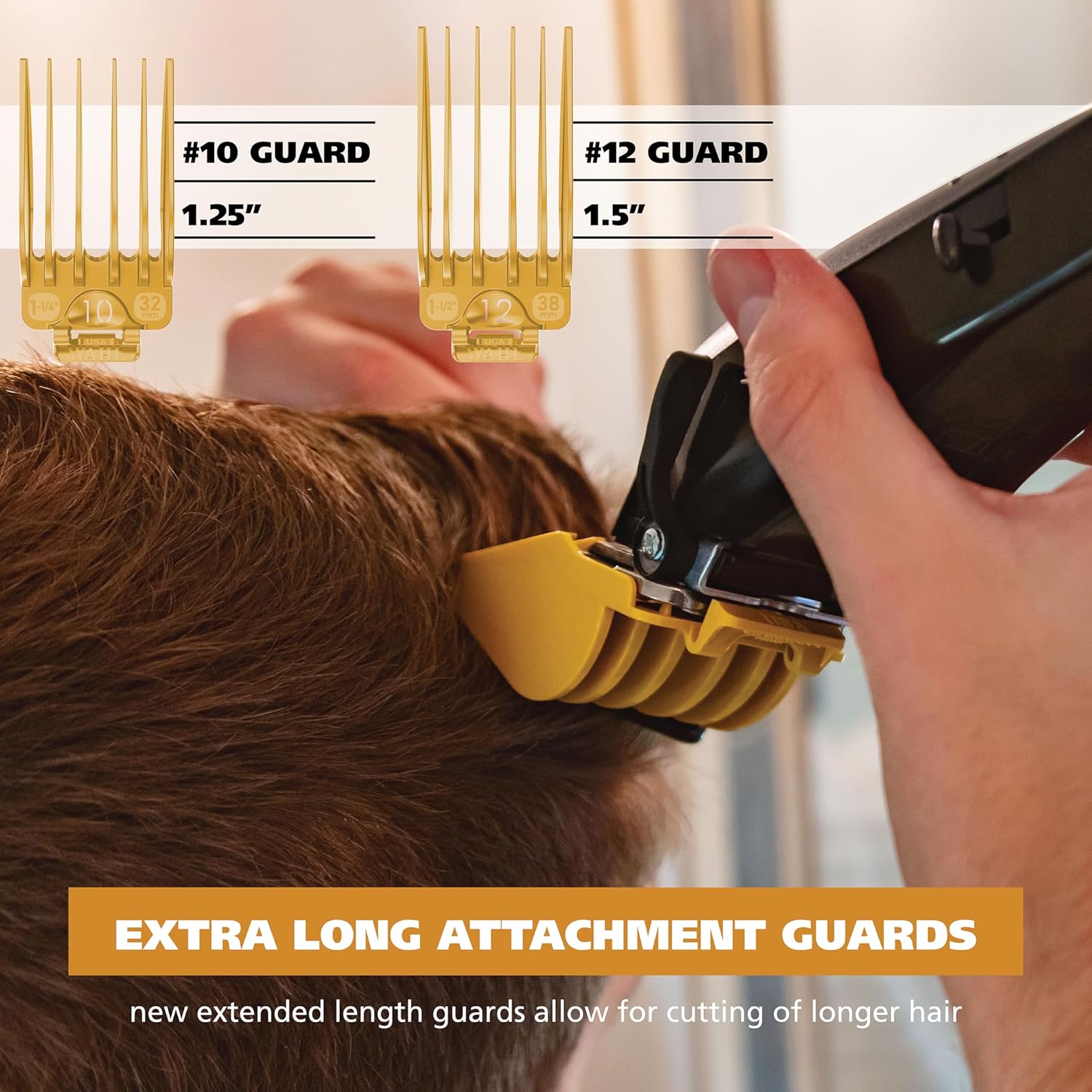 WAHL Juego de cortapelos genuino de ajuste seguro para estilos de cabello largo y decoloraciones, 2 peines guía de cortapelos de tamaño completo