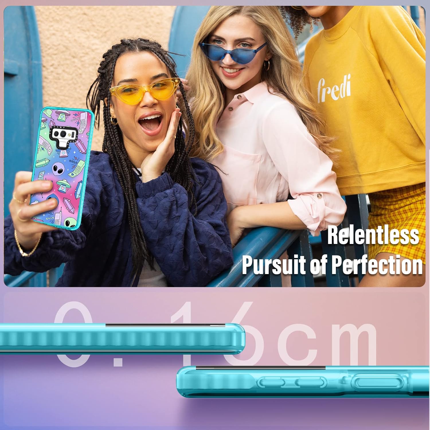 Toycamp Funda para Samsung Galaxy Note 9, diseño divertido de dibujos animados de ovni alienígena para hombres, mujeres, niñas, niños, niñas,