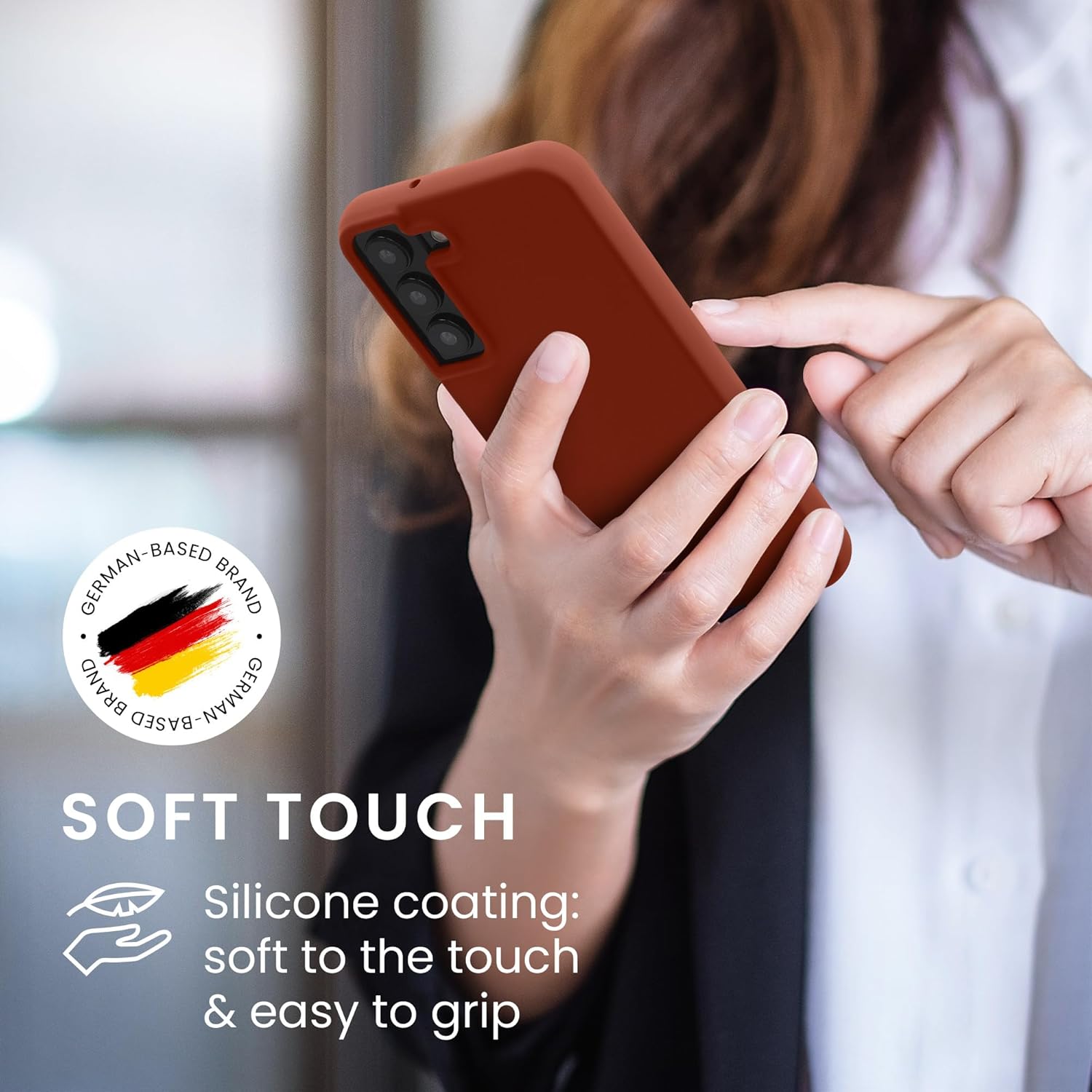 kwmobile Funda compatible con Samsung Galaxy S22 – Funda de silicona TPU con acabado suave – Rojo especias