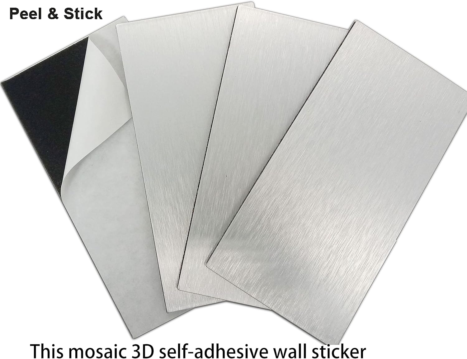 XUANINY 96 azulejos para salpicaduras, superficie cepillada plateada de aluminio de 3 x 6 pulgadas, adhesivo de metal de pared 3D de metro para