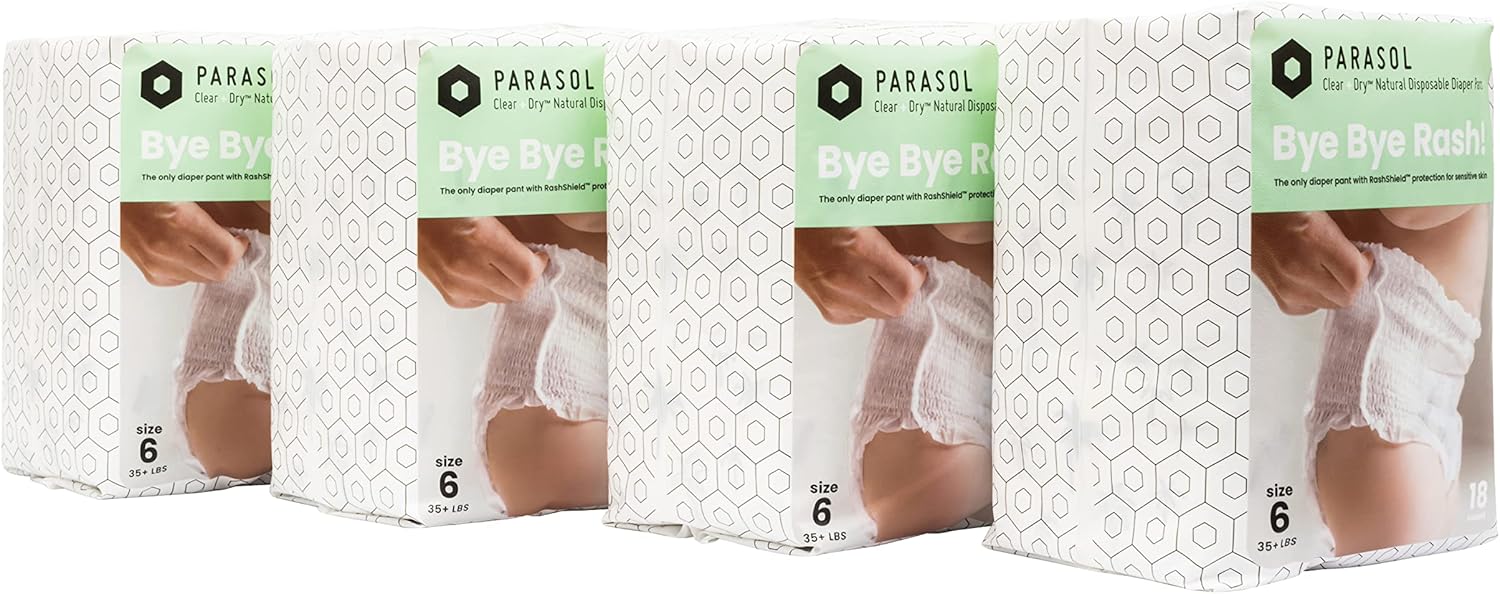 PARASOL Clear+Dry – Pantalones de pañales de entrenamiento natural  Ingredientes puros, tinta a base de agua, tela no tejida con excelente sello