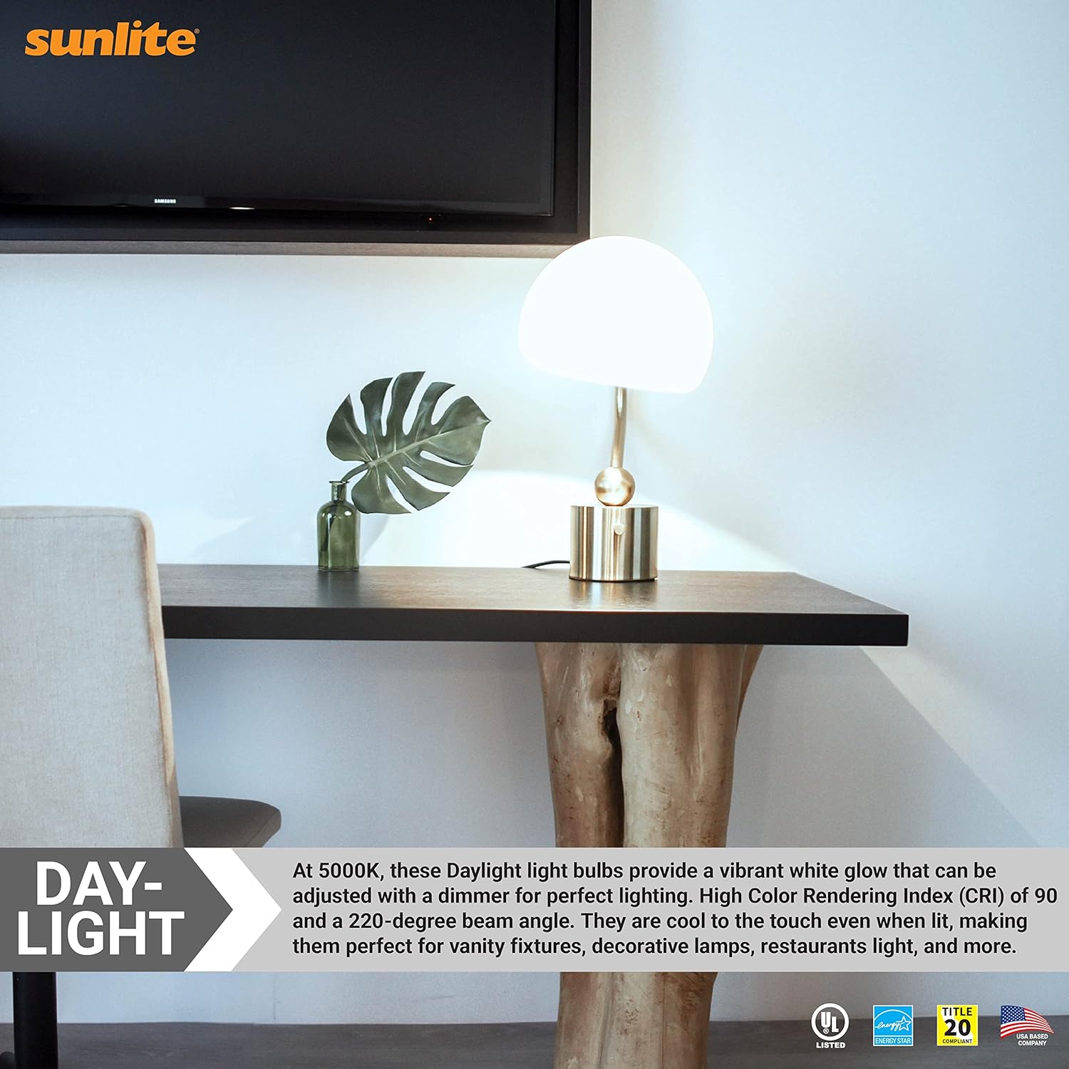 Sunlite Bombilla LED G25 41821, 6 vatios (equivalente a 60 W), base E26 estándar, 520 lúmenes, regulable, esmerilado, Energy Star, 90 CRI,