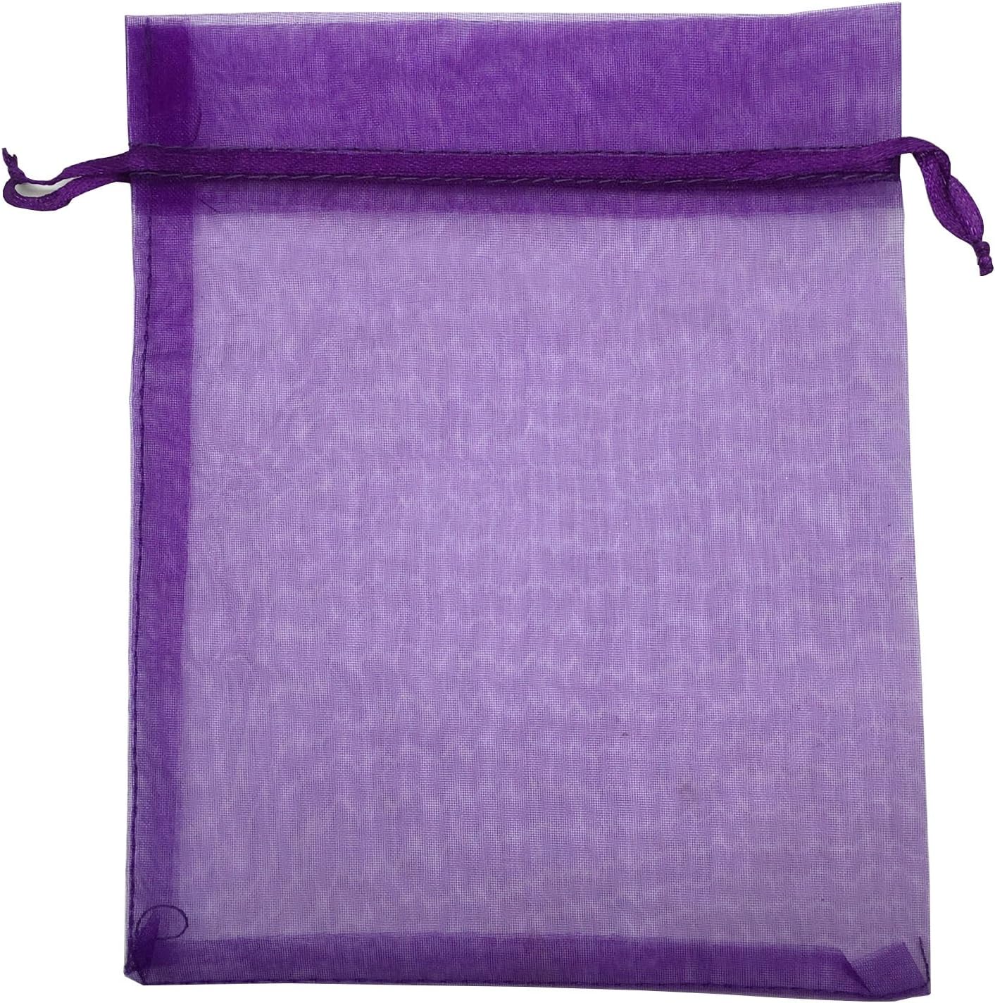 100 bolsas de organza con cordón de 6 x 9 pulgadas, bolsas de regalo para joyas, fiestas, bodas, regalos (6 x 9, morado)