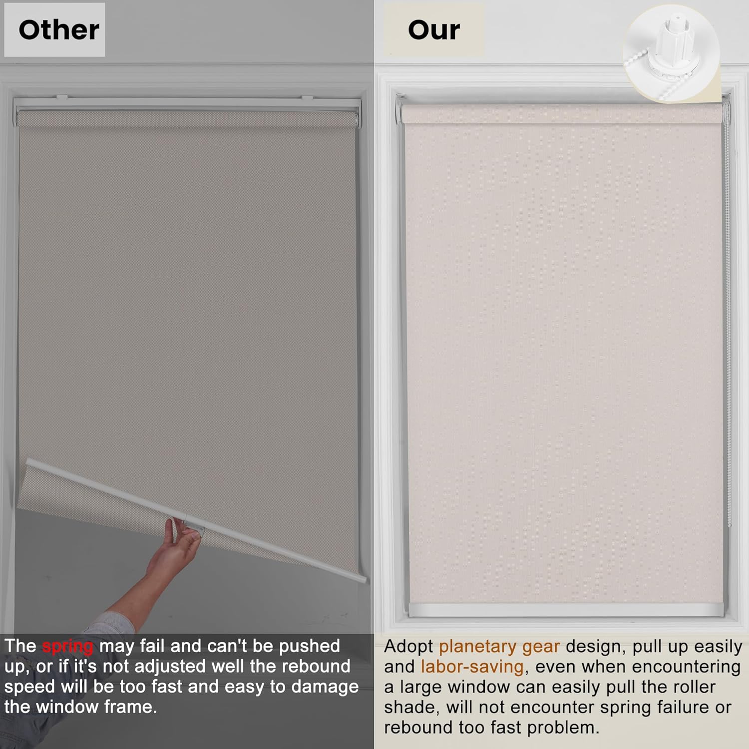 Sulugood Persianas enrollables con filtro de luz para ventanas, persianas enrollables de tela con aislamiento térmico, protección UV, fácil