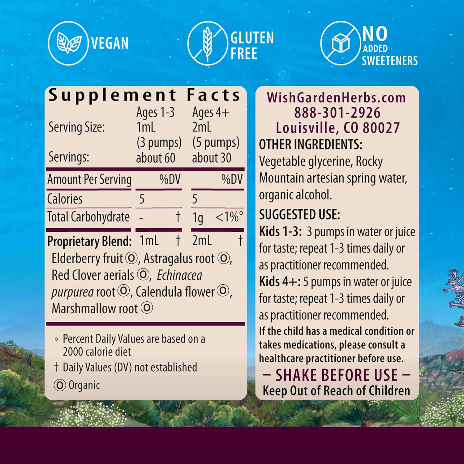 WishGarden Herbs Daily Immune for Kids – Fórmula diaria de apoyo inmunológico para niños, defensa inmunológica a base de hierbas y refuerzo del