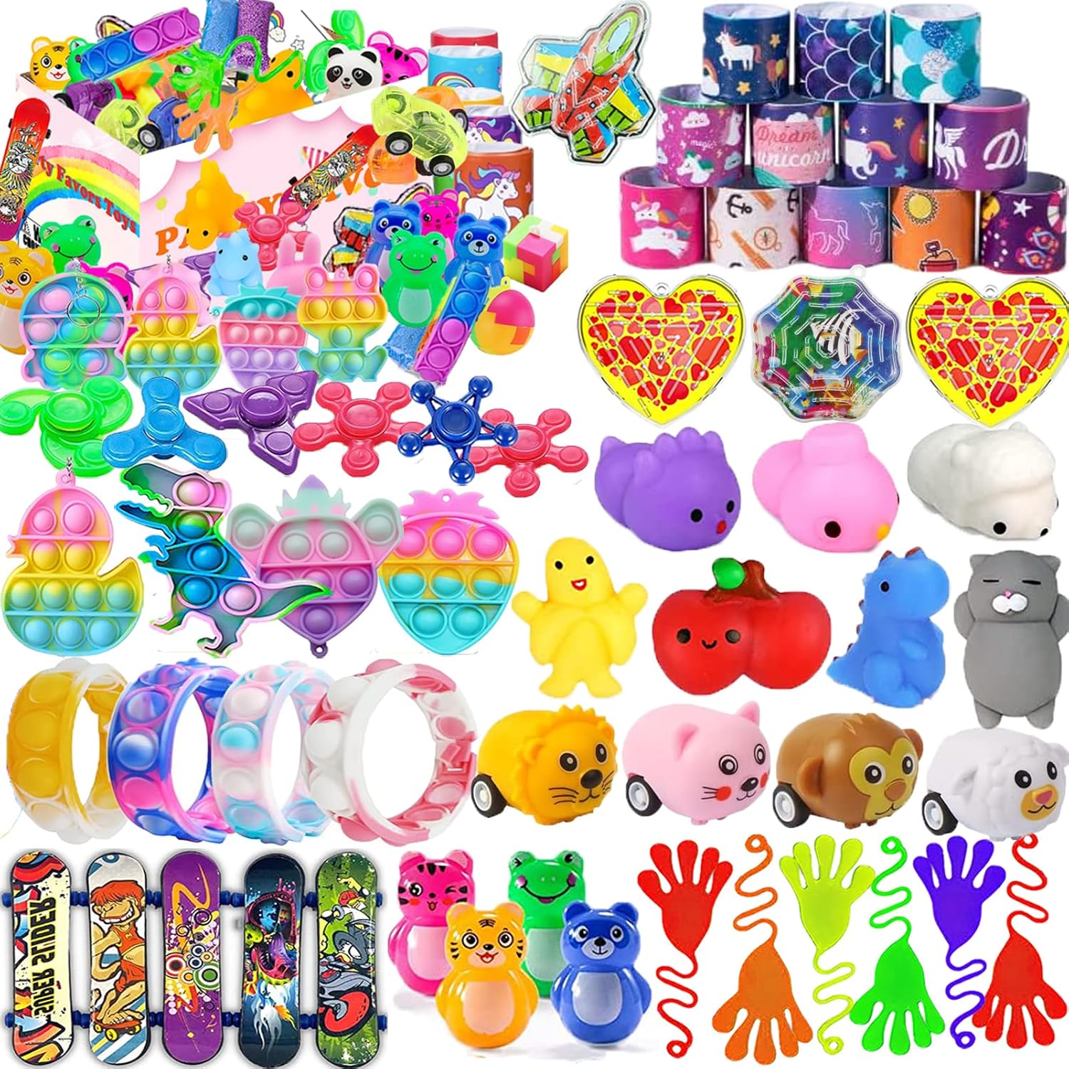 61 piezas de recuerdos de fiesta pop para niños, juguetes para ansiedad, juguetes de caja del tesoro para premios de aula, relleno de piñata, cofre