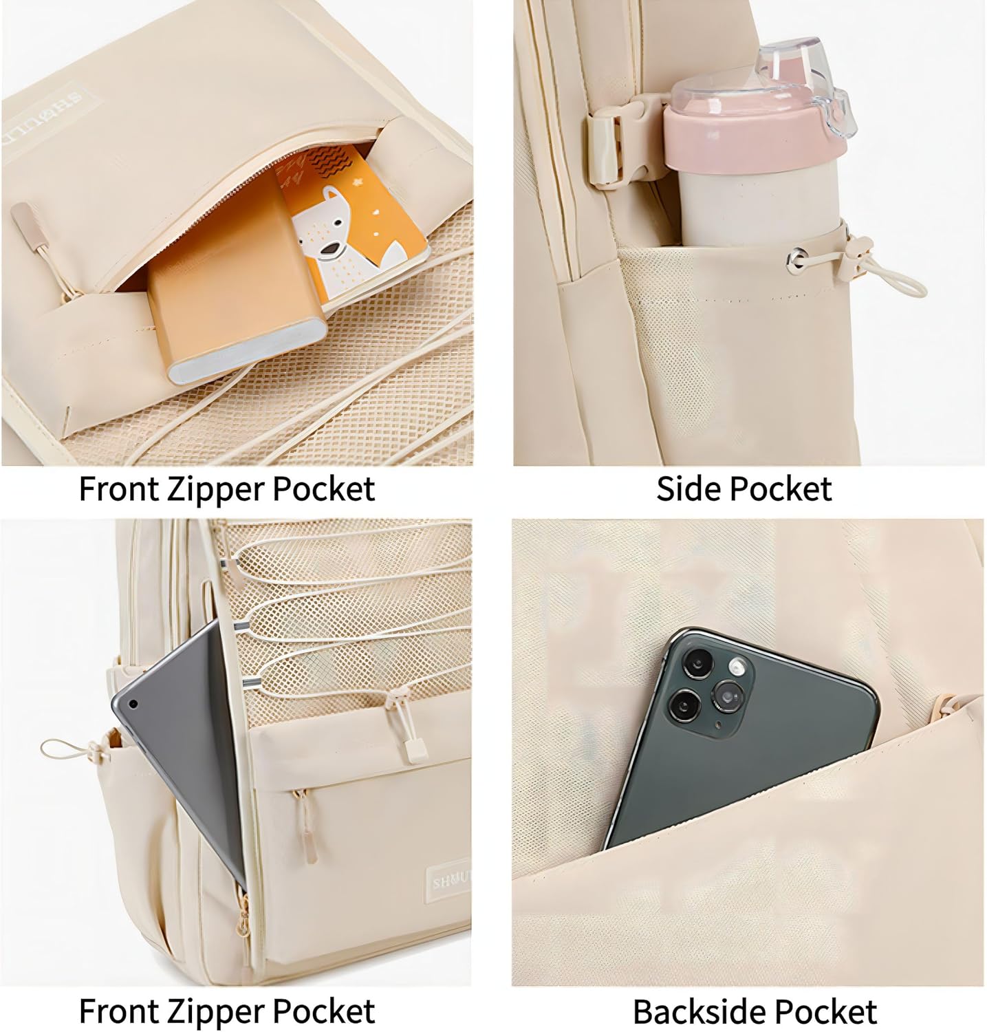 Mochila para escuela, universidad, adolescentes, estudiantes, bolsa de viaje estética con compartimento para laptop, mochila escolar casual, Blanco,