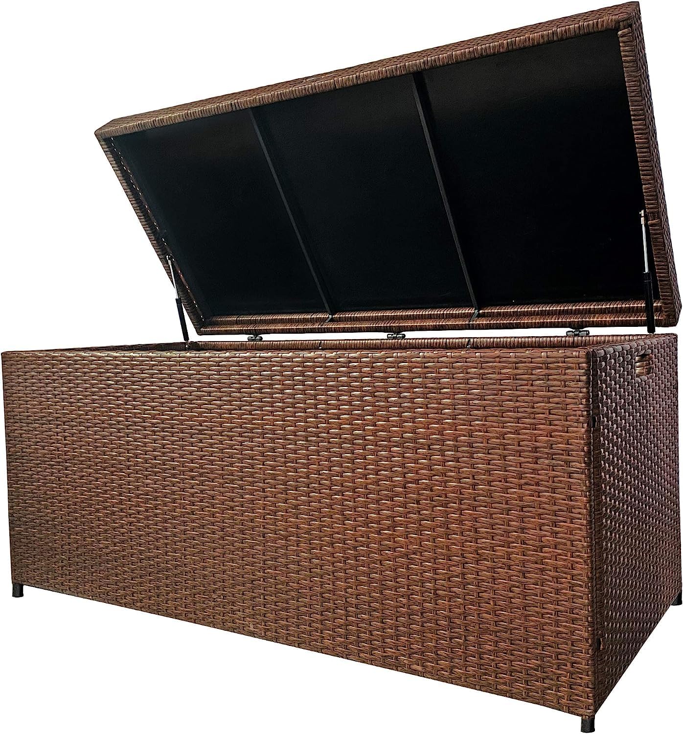 EDWINENE Caja de cubierta de 140 galones para almacenamiento al aire libre con diseño amigable con el jardín, ideal para muebles de patio, juguetes