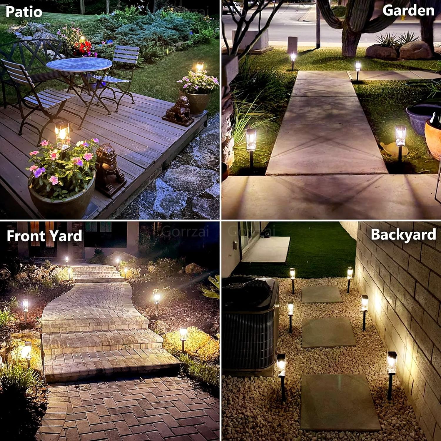 Gorrzai Luces solares para camino, luces solares impermeables para exteriores con bombilla LED de filamento de tungsteno, luces solares para