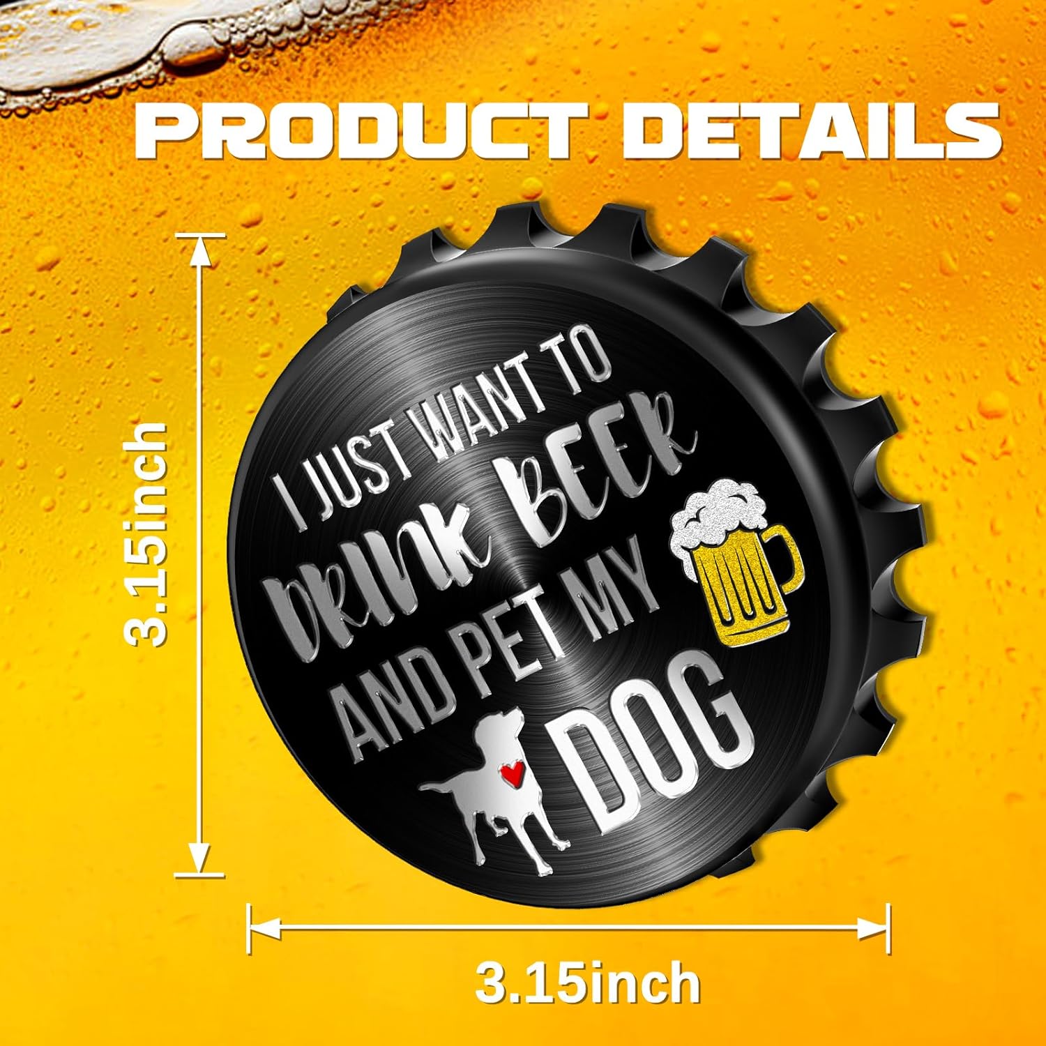 Buleens Abrebotellas magnético para nevera, lindo y divertido diseñador de botellas de cerveza imán para refrigerador con calcomanía de perro de