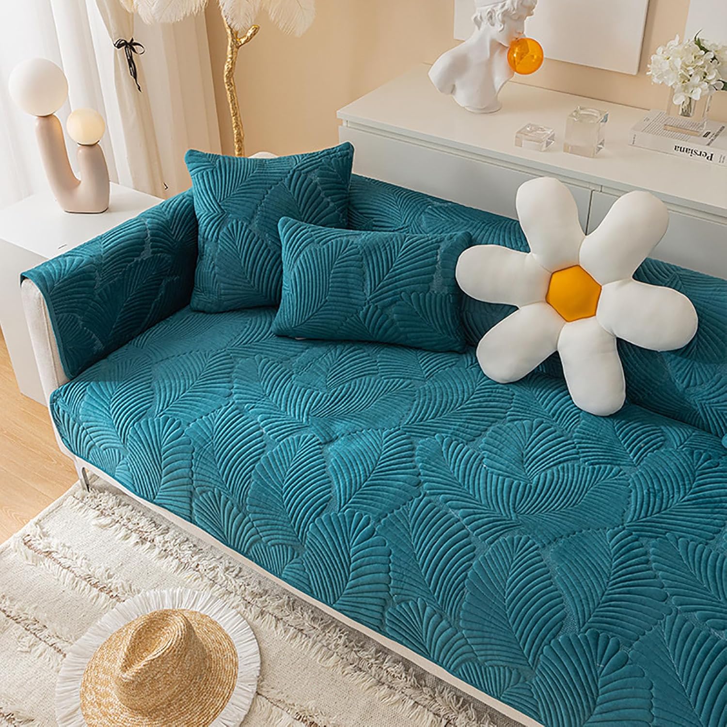 Toalla de sofá de terciopelo, funda gruesa acolchada de felpa para sofá, protectores universales de muebles de color sólido, funda de sofá modular