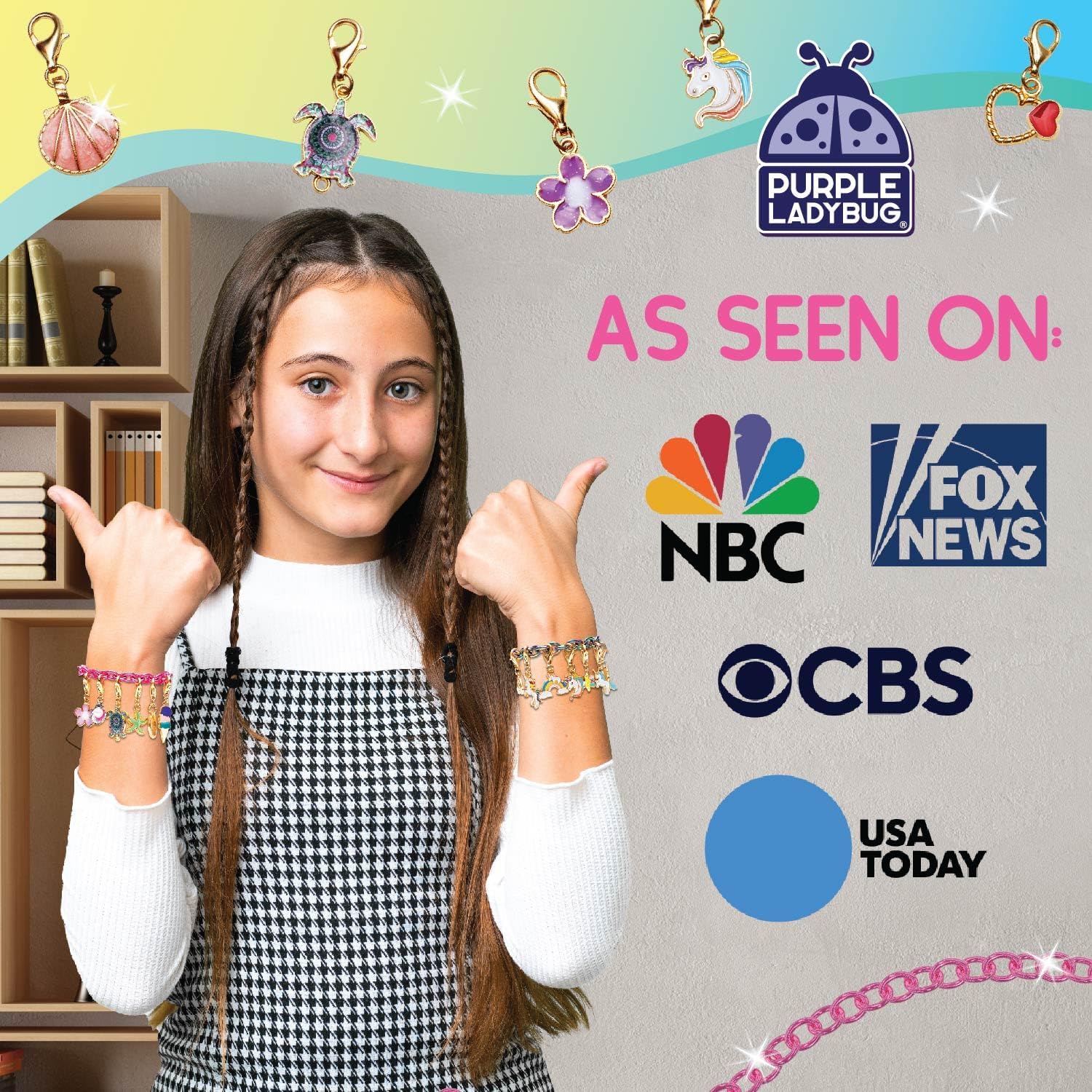 CharmWow – Kit de fabricación de joyas de sirena y unicornio para niñas de 4 años en adelante, crea pulsera de unicornio para niñas de 4 a 6 años o
