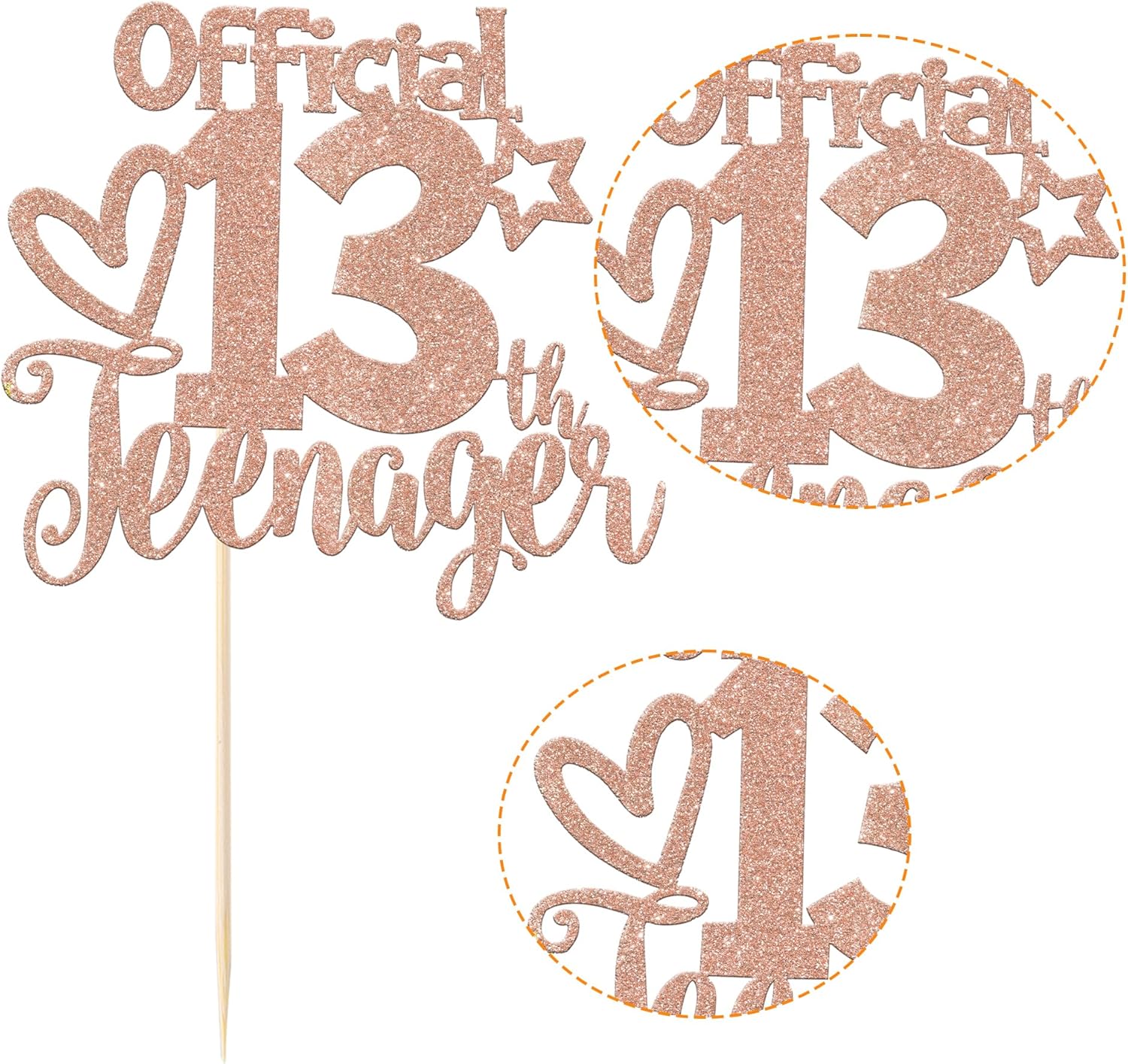 1 paquete de 13 decoraciones oficiales para tartas de 13 años con purpurina para decoración de pasteles de cumpleaños 13 Fabulosos 13 cumpleaños