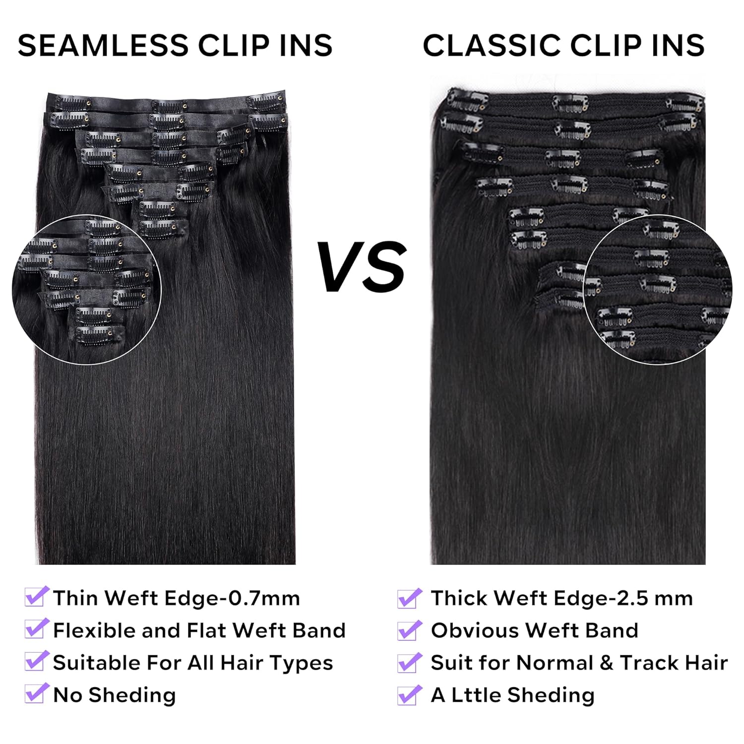 Extensiones de cabello humano real con clip, sin costuras, cabello humano virgen brasileño, lacio, extensiones de cabello humano virgen brasileño